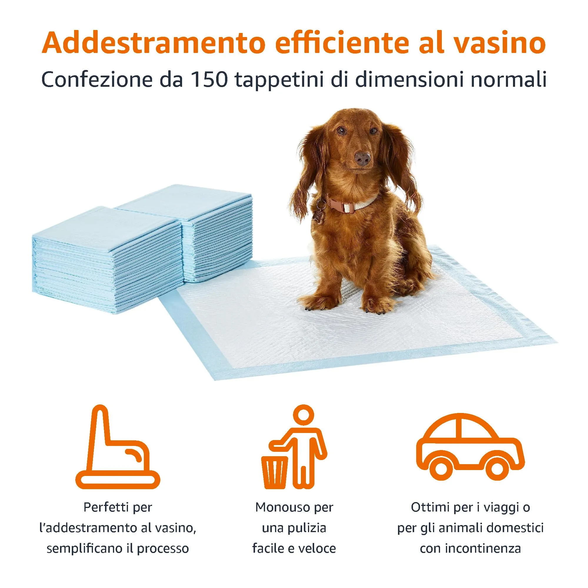 Amazon Basics Tappetini Assorbenti per Cani, 5 Strati, 56 x 56 cm, Confezione da 30, Blu e Bianco - immagine 3
