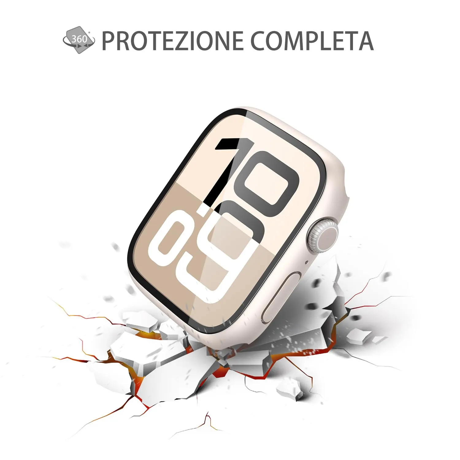 Misxi Cover Protezione con Vetro Temperato per Apple Watch Serie 11/10 42mm, 1 Luce Stellare + 1 Trasparente - immagine 6