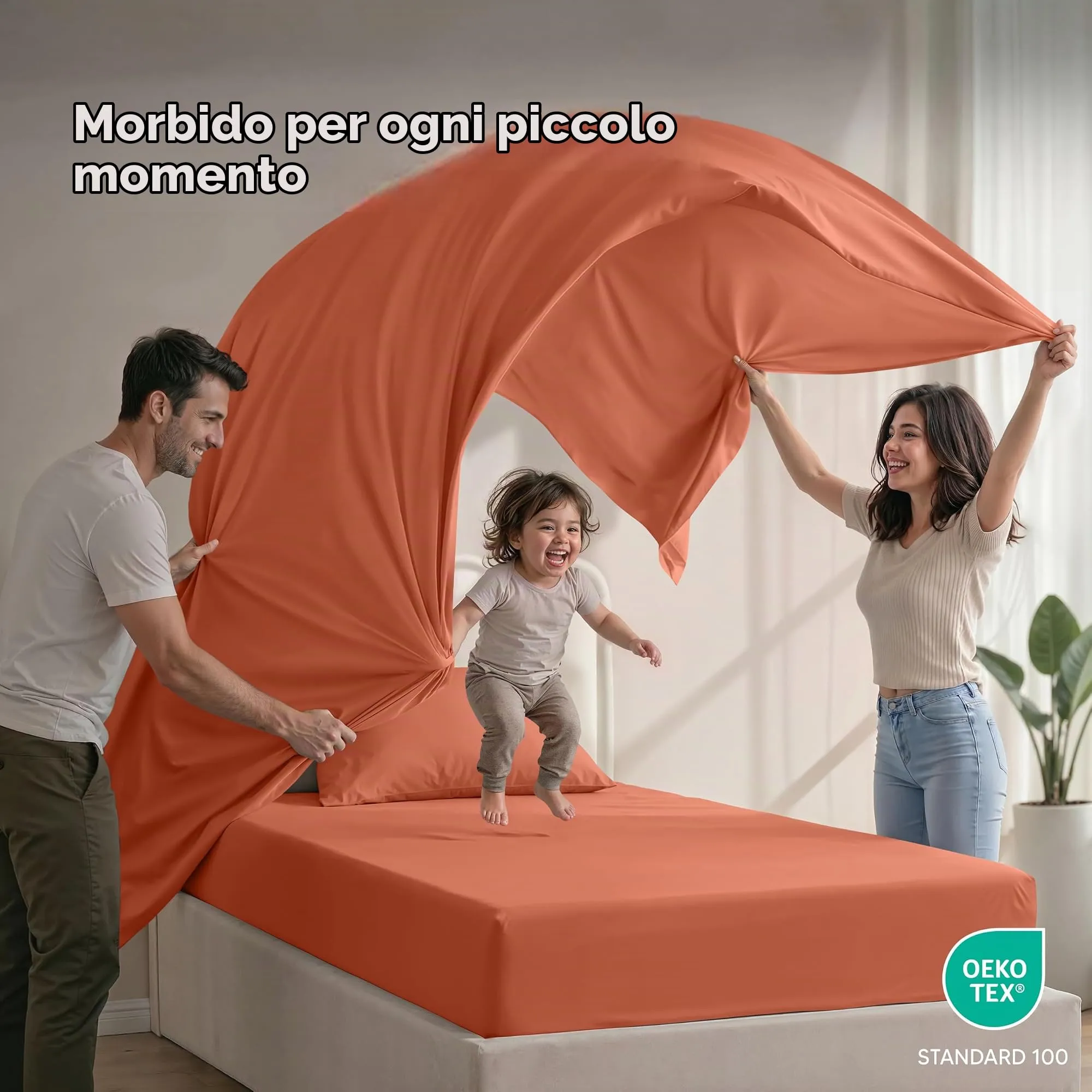 Utopia Bedding Set di lenzuola per letto singolo, 3 pezzi, microfibra, Arancione - immagine 5