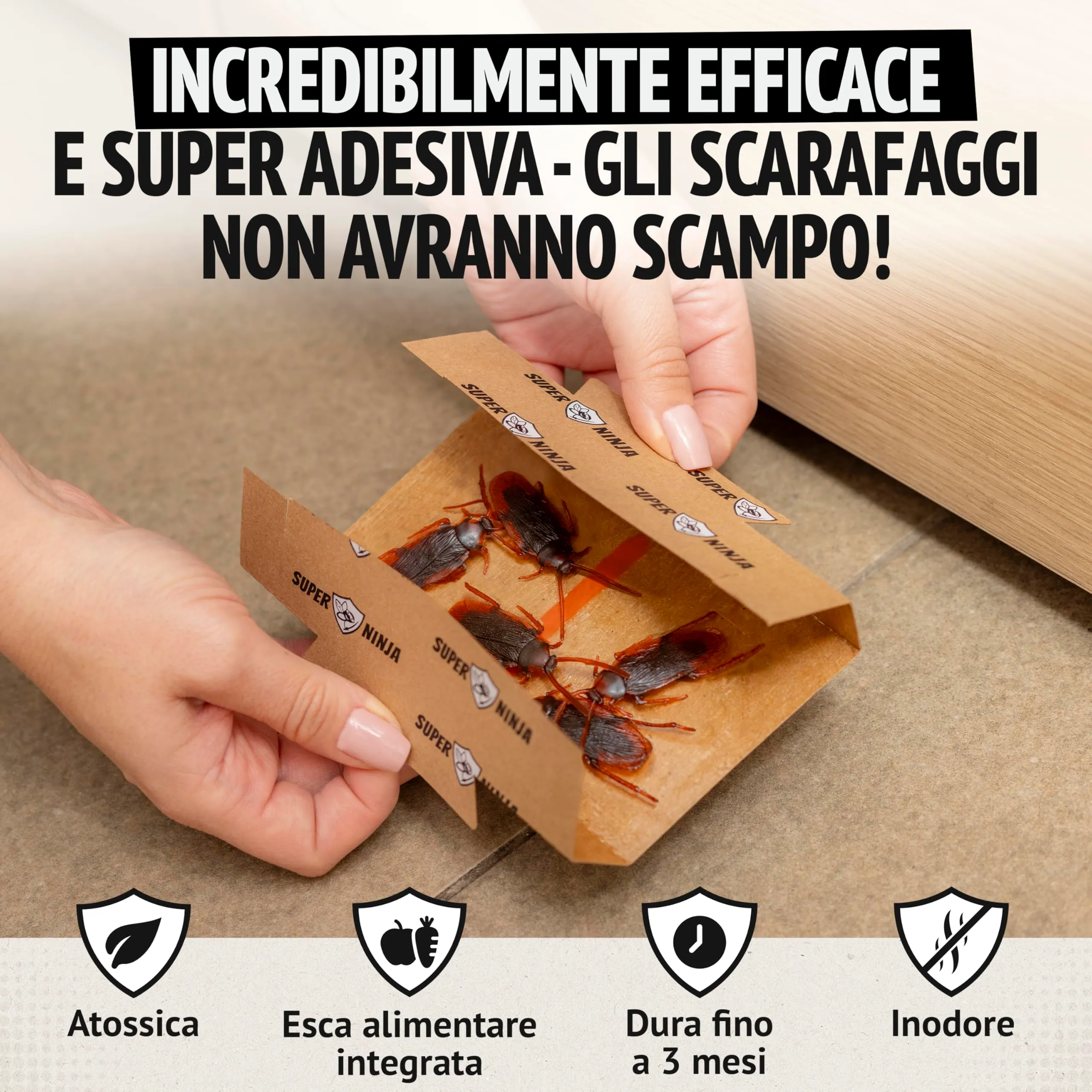 Super Ninja Trappole per Scarafaggi e Blatte da Interno, 24 Pezzi - immagine 2