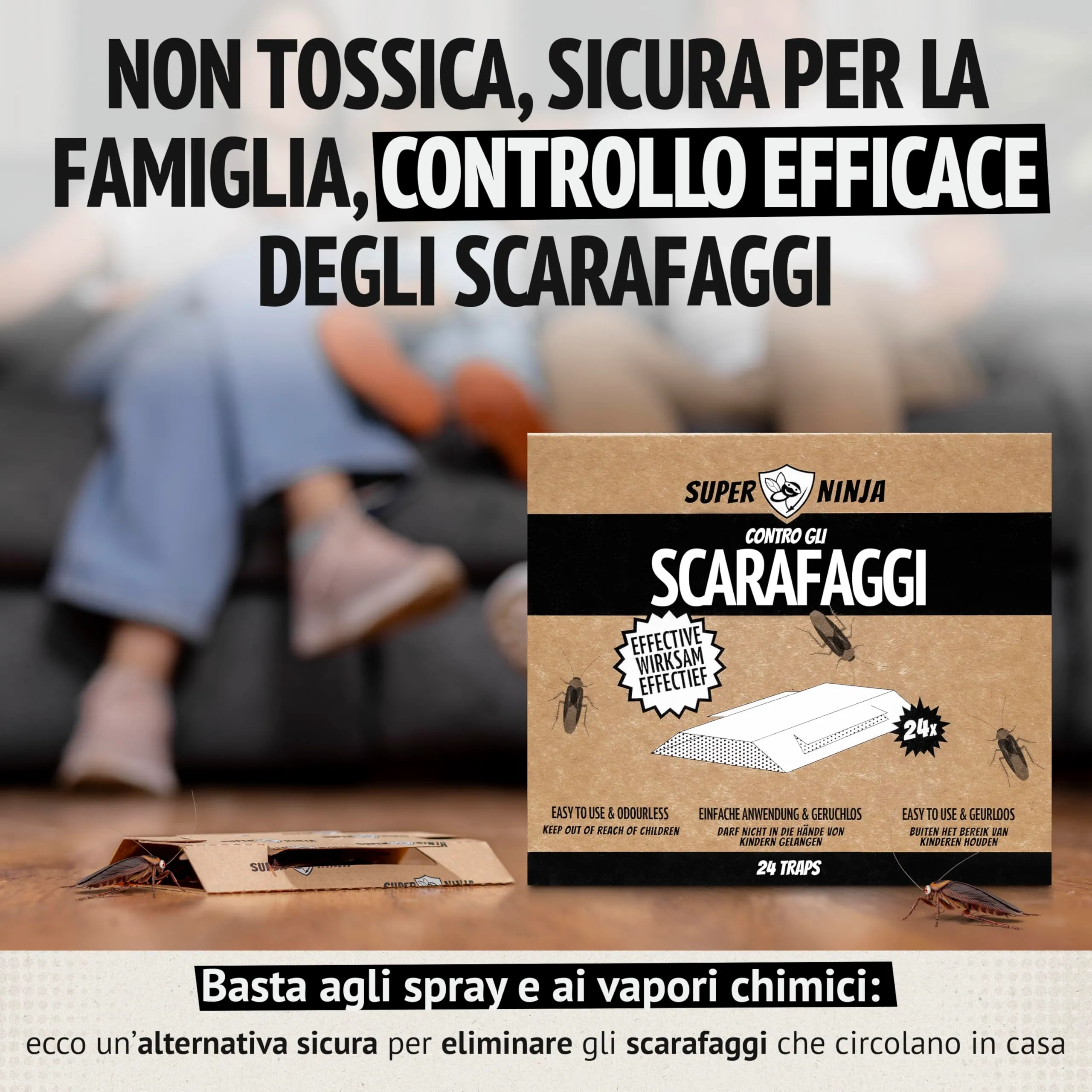 Super Ninja Trappole per Scarafaggi e Blatte da Interno, 24 Pezzi - immagine 4