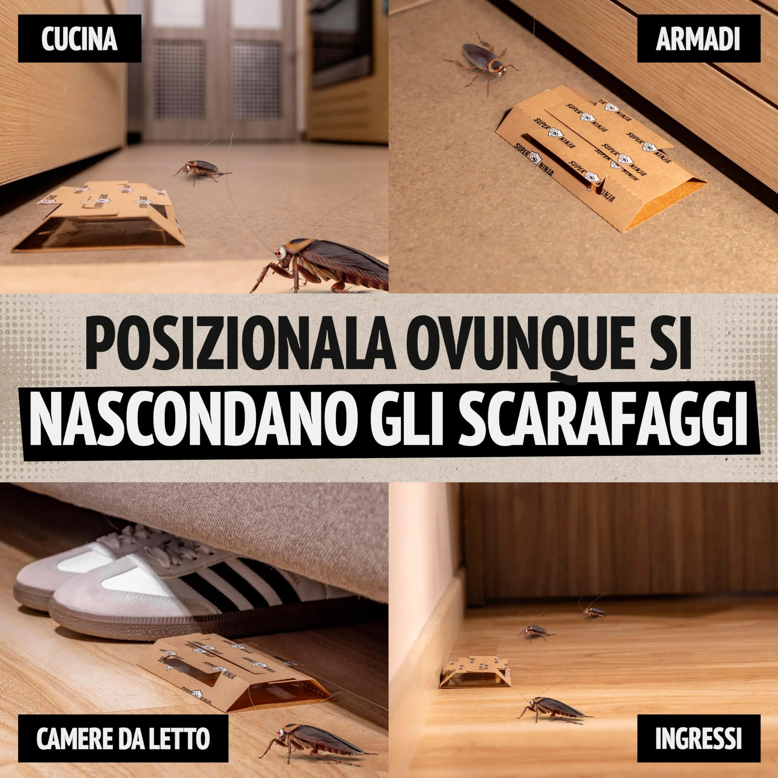 Super Ninja Trappole per Scarafaggi e Blatte da Interno, 24 Pezzi - immagine 7