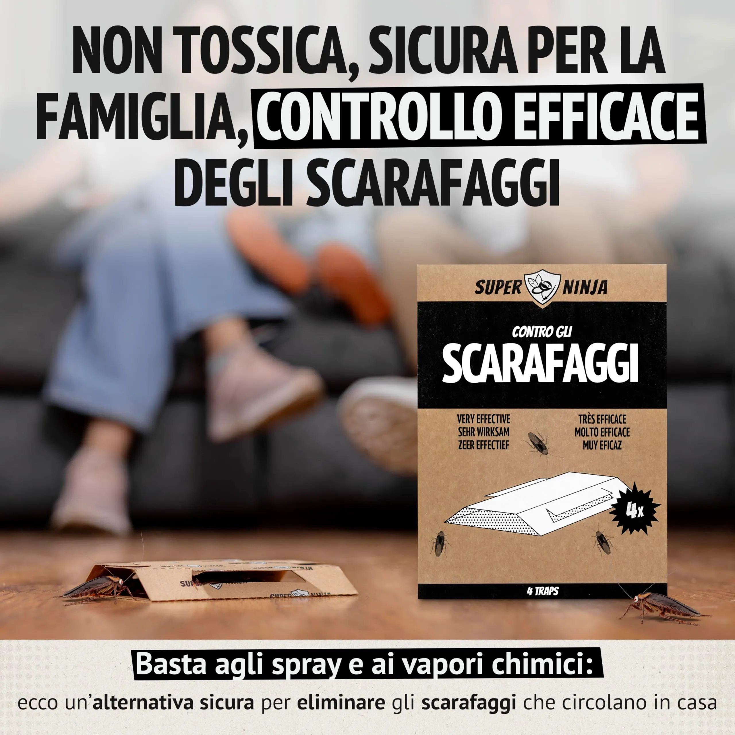 Super Ninja Trappole per Scarafaggi e Blatte da Interno, 4 Pezzi - immagine 4