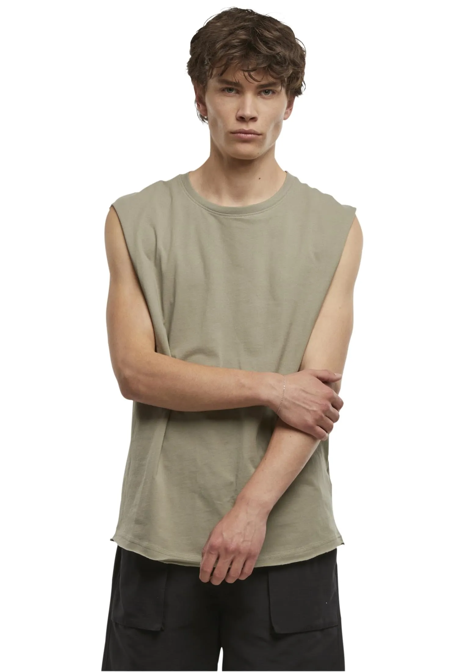 Urban Classics Open Edge Sleeveless Tee, Paleolive, 3XL - immagine 1