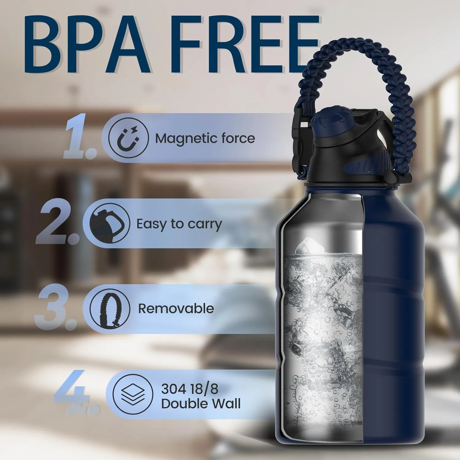 Fjbottle Borraccia Termica con Tappo Magnetico, 1900ml, Acciaio Inox - immagine 2