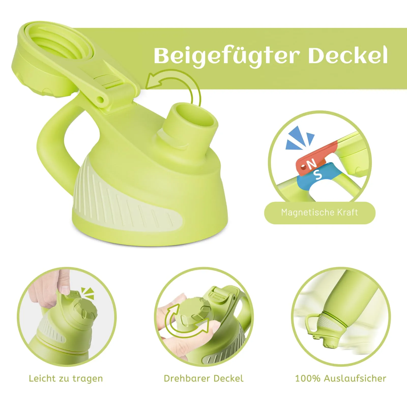 Fjbottle Borraccia Termica 1L Acciaio Inox con Tappo Magnetico Verde Oliva - immagine 2