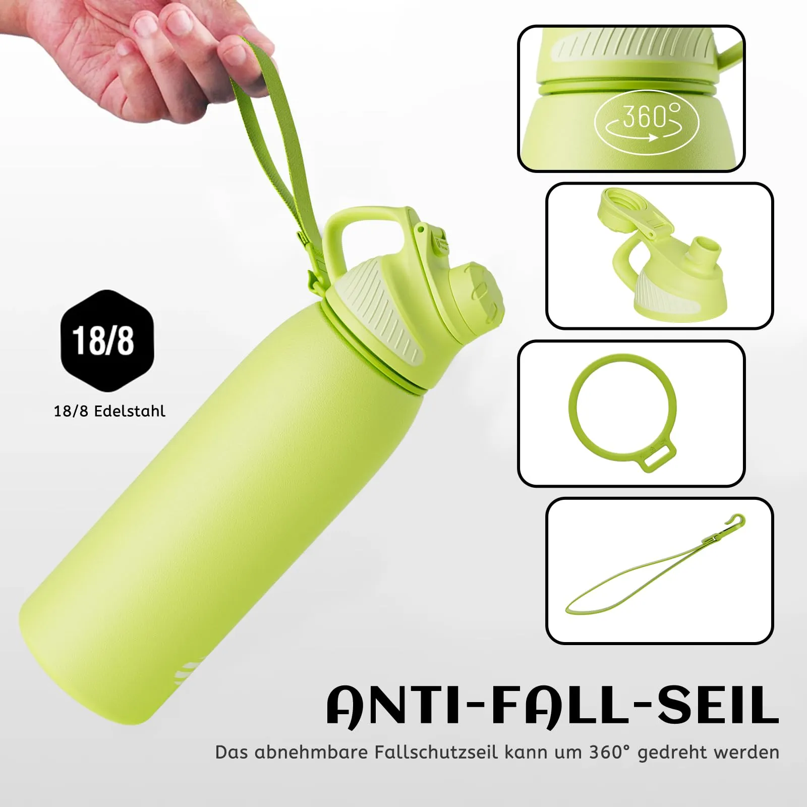 Fjbottle Borraccia Termica 1L Acciaio Inox con Tappo Magnetico Verde Oliva - immagine 3
