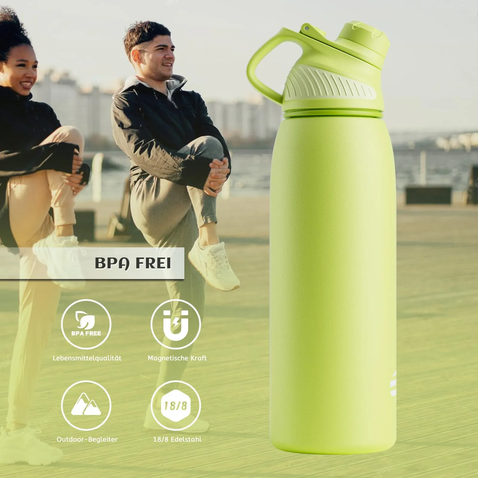 Fjbottle Borraccia Termica 1L Acciaio Inox con Tappo Magnetico Verde Oliva - immagine 5