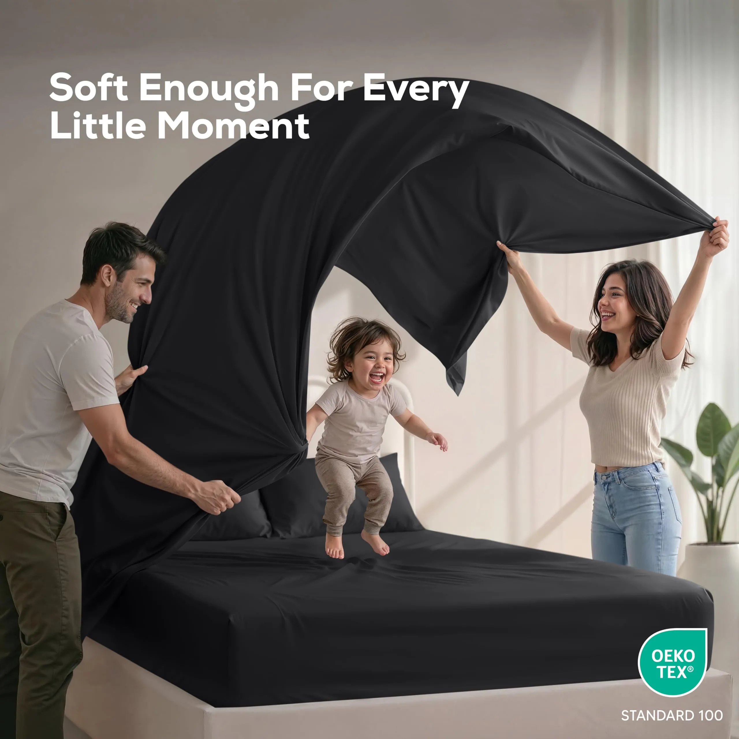 Utopia Bedding Set di lenzuola in microfibra spazzolata, Queen Size, Nero, Confezione da 2 - immagine 5