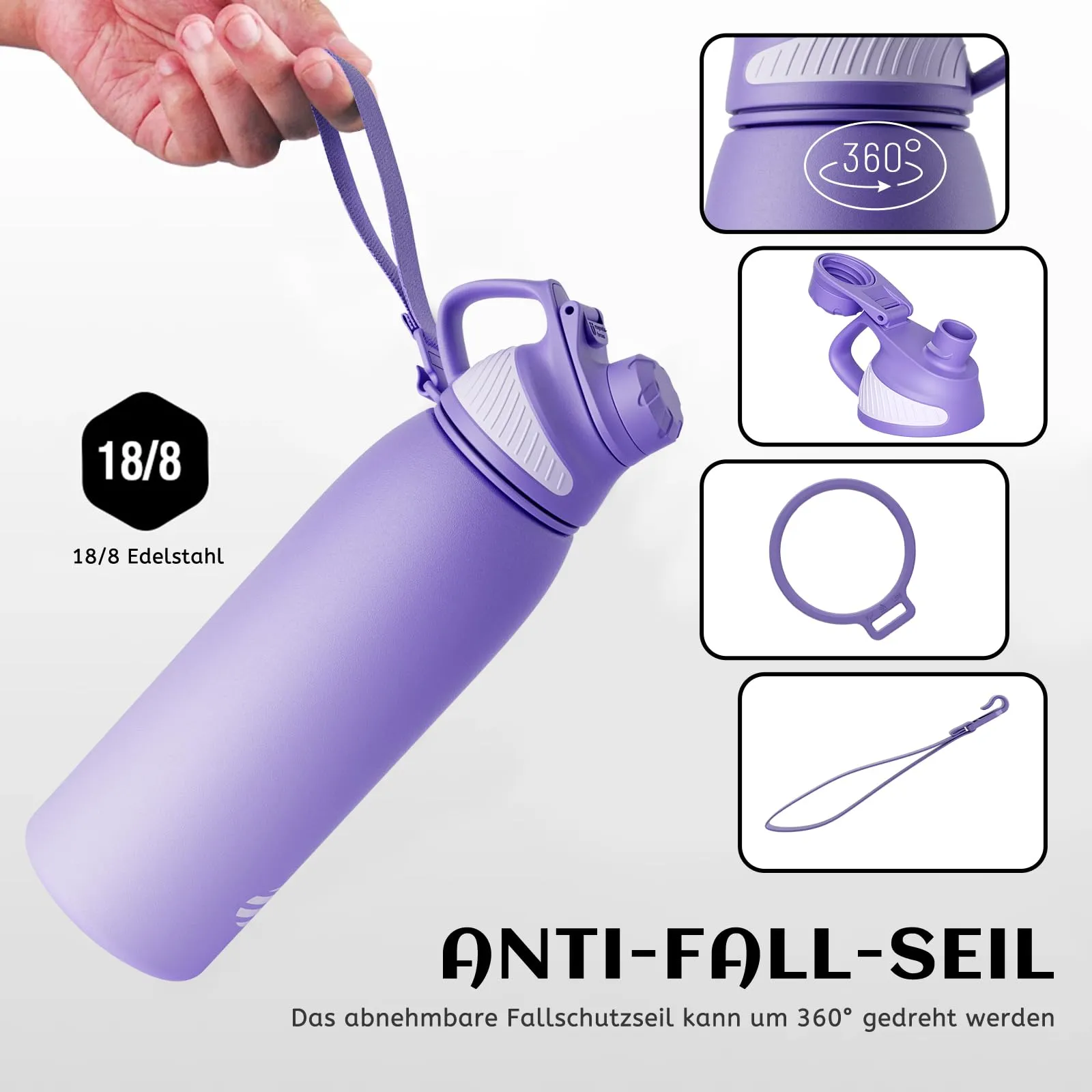 Fjbottle Borraccia Termica in Acciaio Inox con Tappo Magnetico, 1L - immagine 3