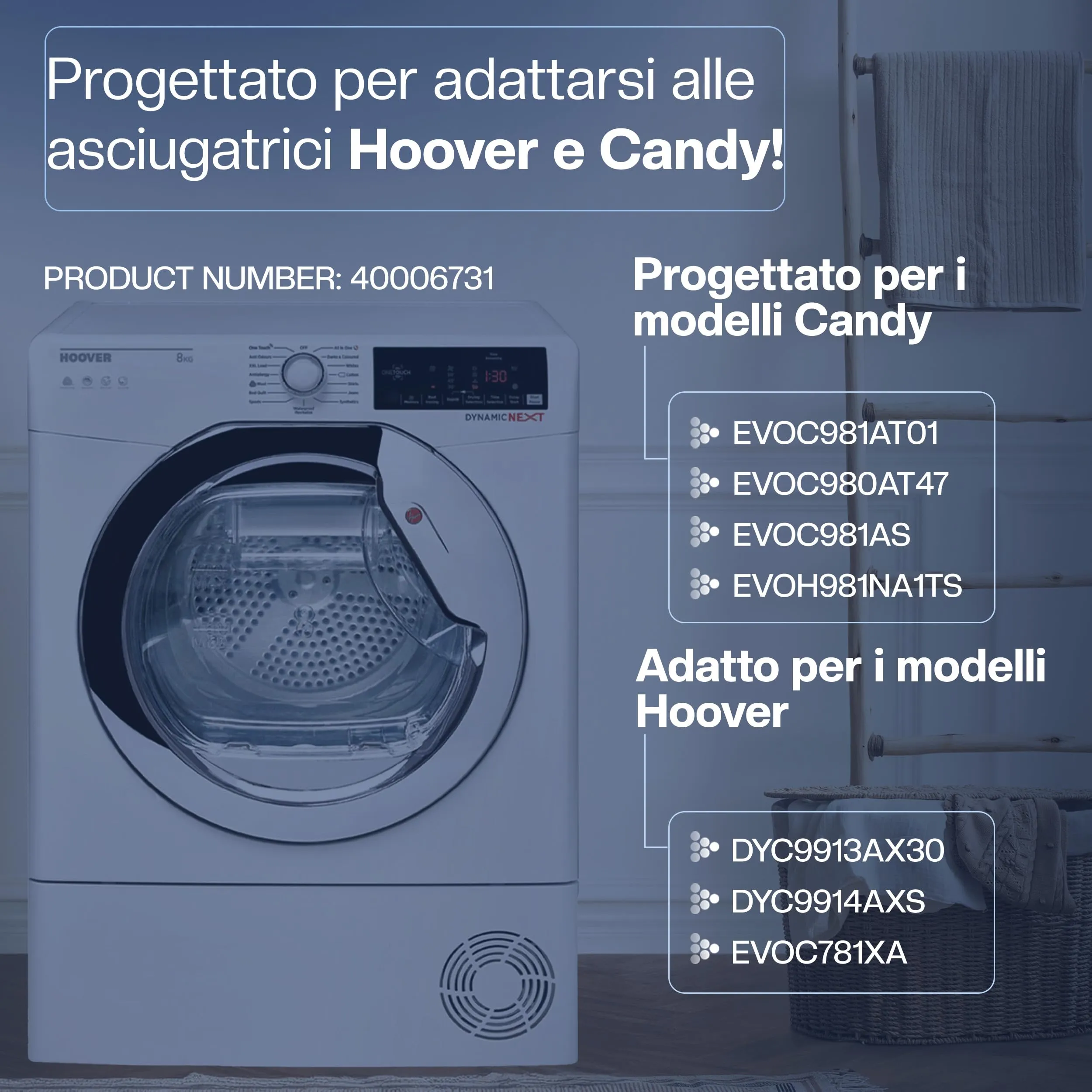 1E Filtri scambiatore per asciugatrice Candy 40006731, Set da 2 pezzi - immagine 2