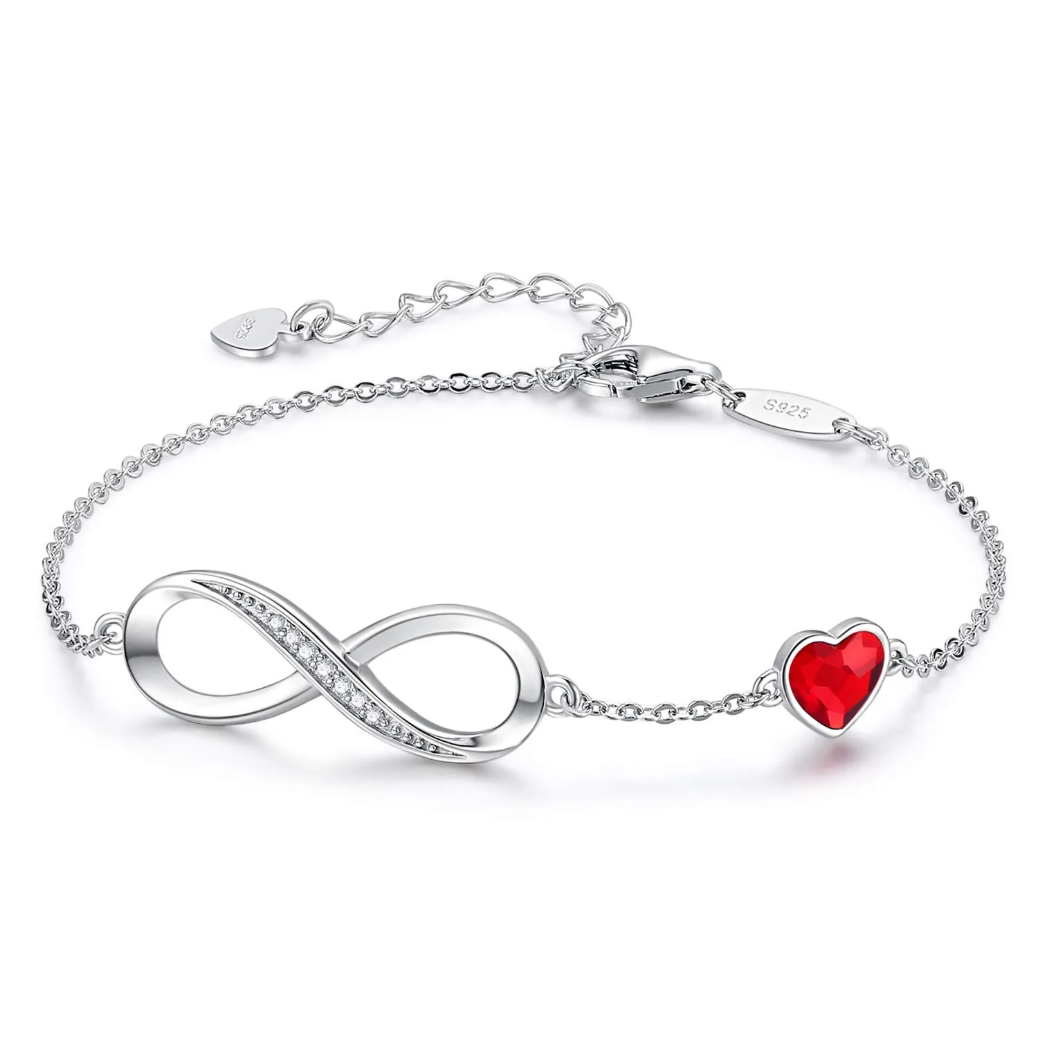 LOUISA SECRET Bracciale Donna Argento 925 con Ciondolo Cuore e Simbolo Infinito - immagine 1