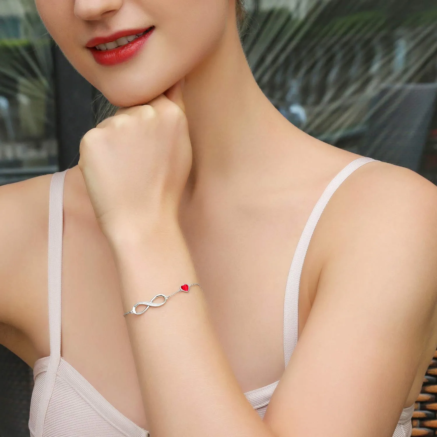 LOUISA SECRET Bracciale Donna Argento 925 con Ciondolo Cuore e Simbolo Infinito - immagine 4