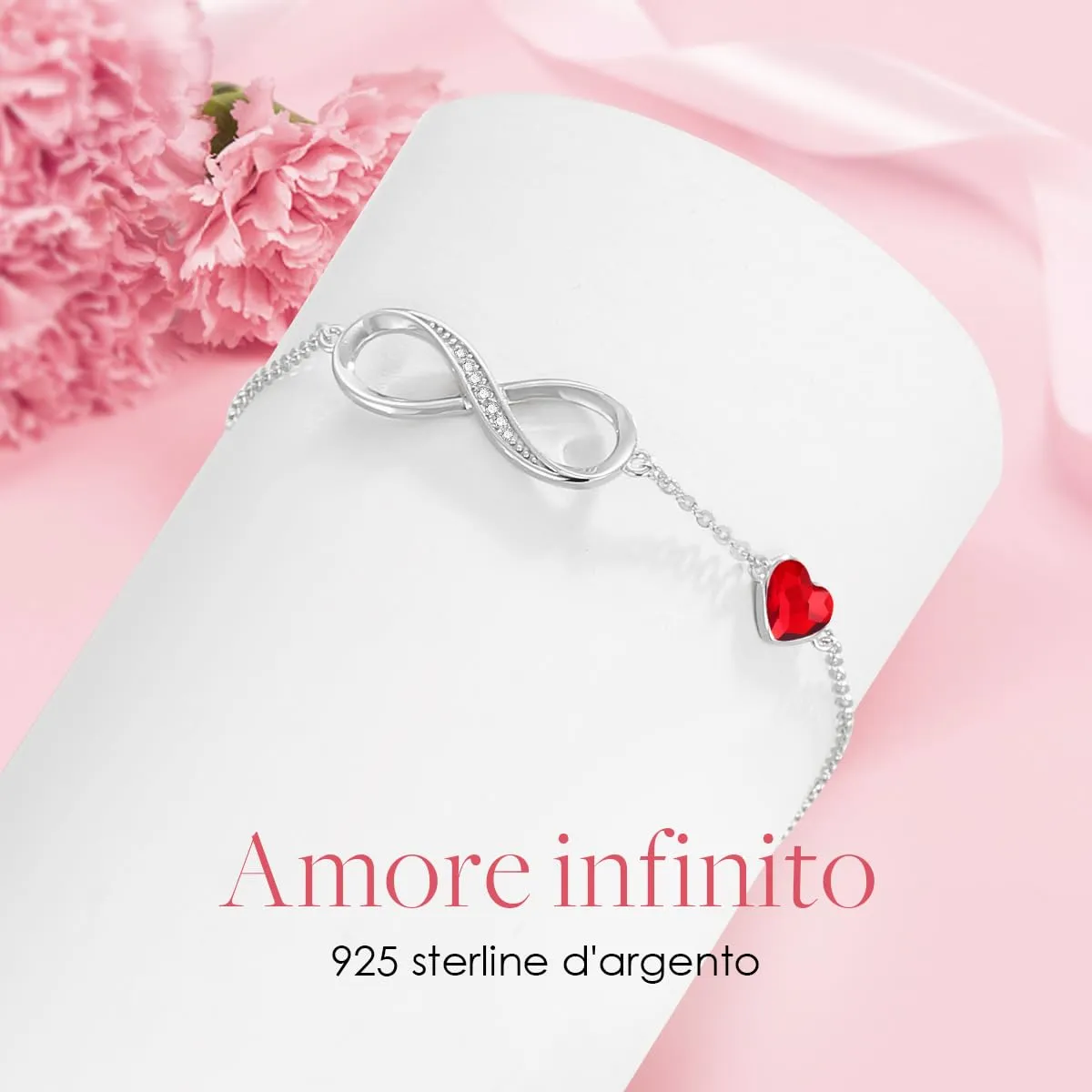 LOUISA SECRET Bracciale Donna Argento 925 con Ciondolo Cuore e Simbolo Infinito - immagine 5