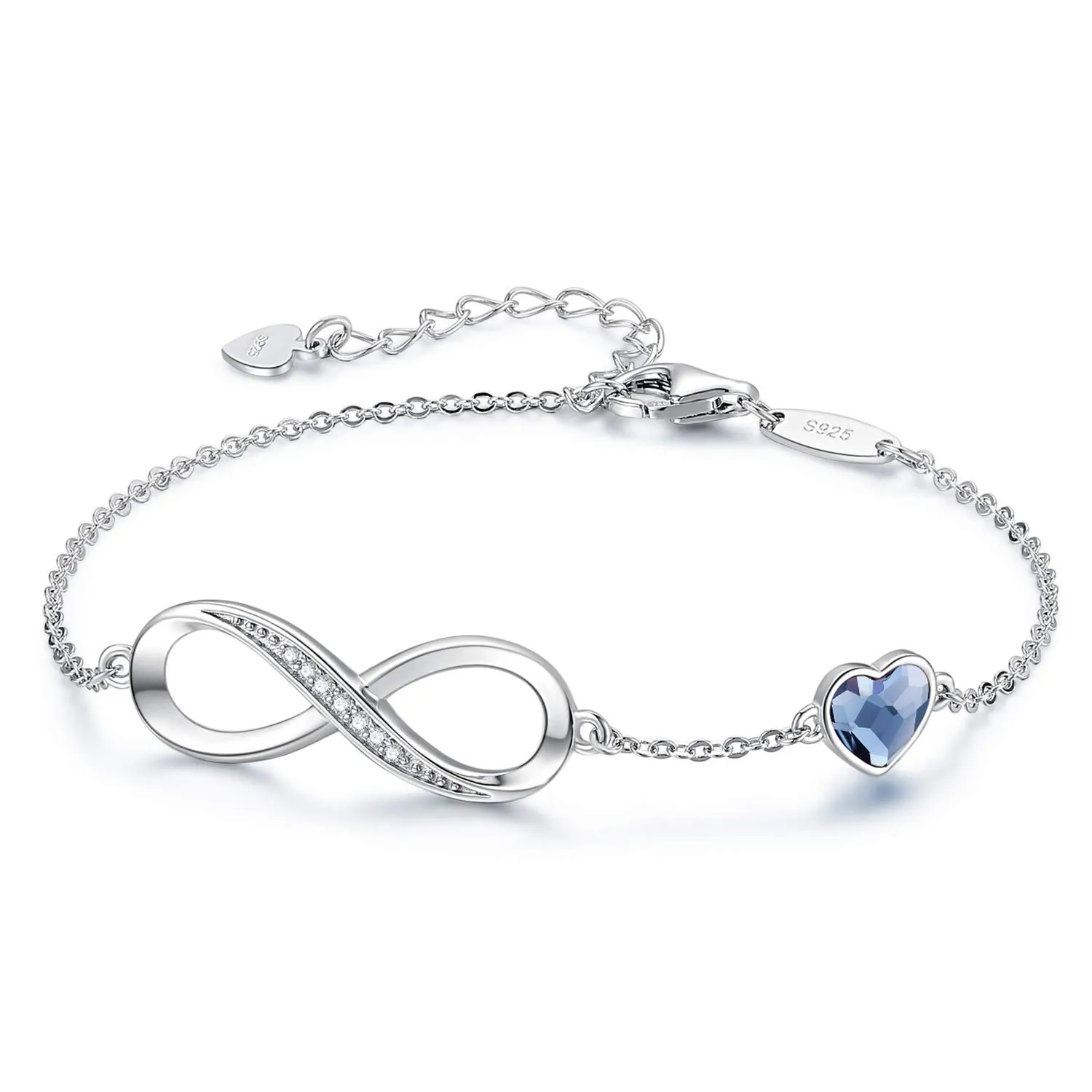 LOUISA SECRET Bracciale Donna Argento 925 Cuore e Infinito con Cristalli - immagine 1