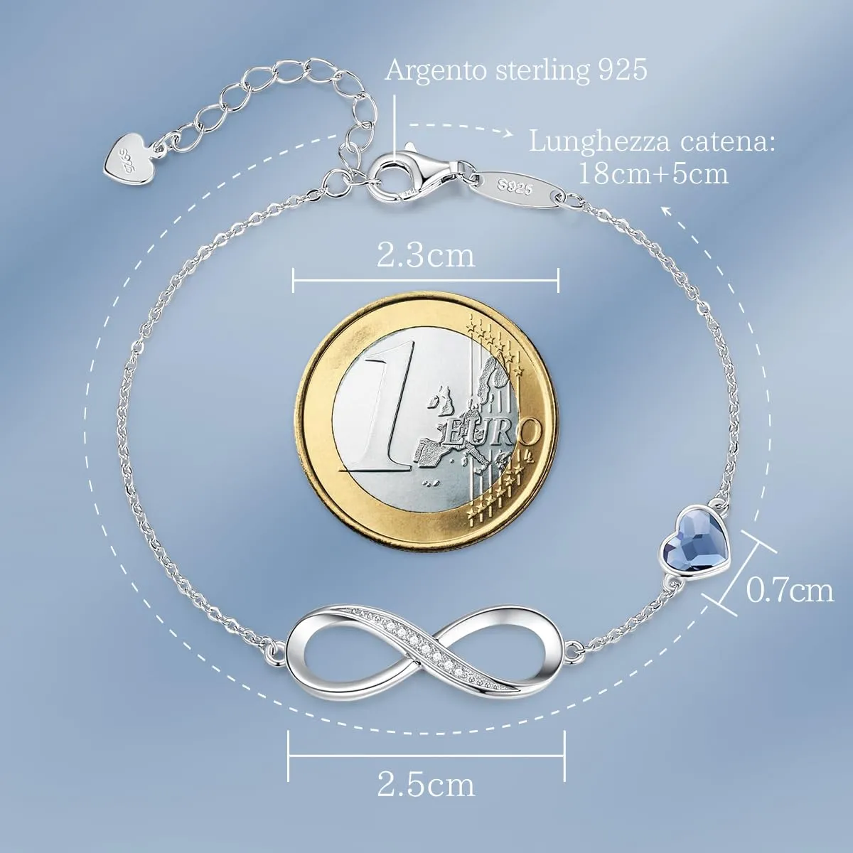 LOUISA SECRET Bracciale Donna Argento 925 Cuore e Infinito con Cristalli - immagine 3