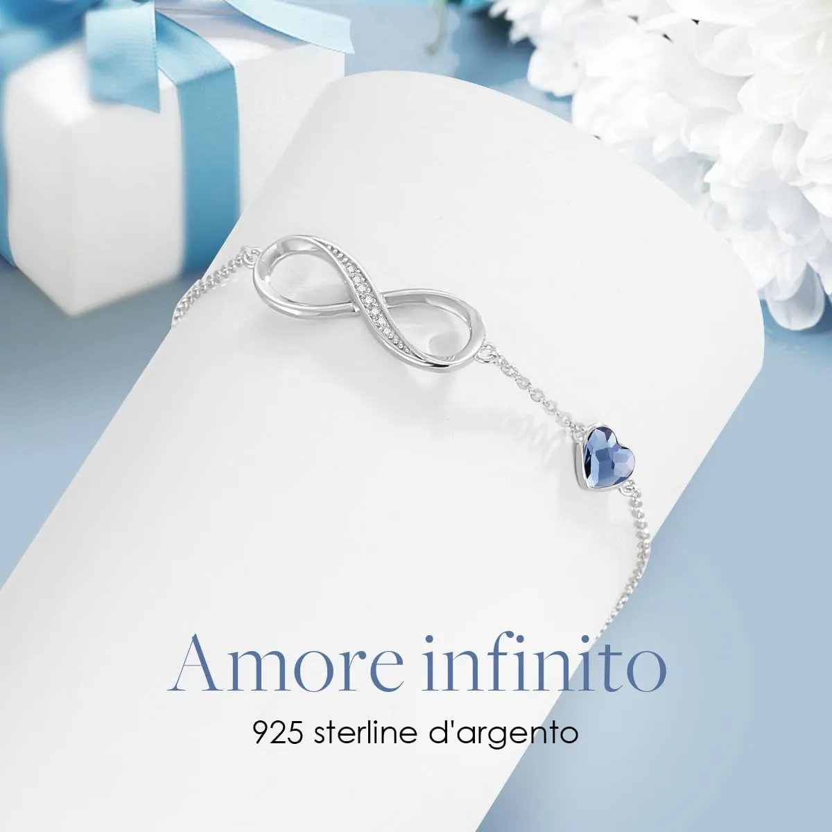 LOUISA SECRET Bracciale Donna Argento 925 Cuore e Infinito con Cristalli - immagine 6