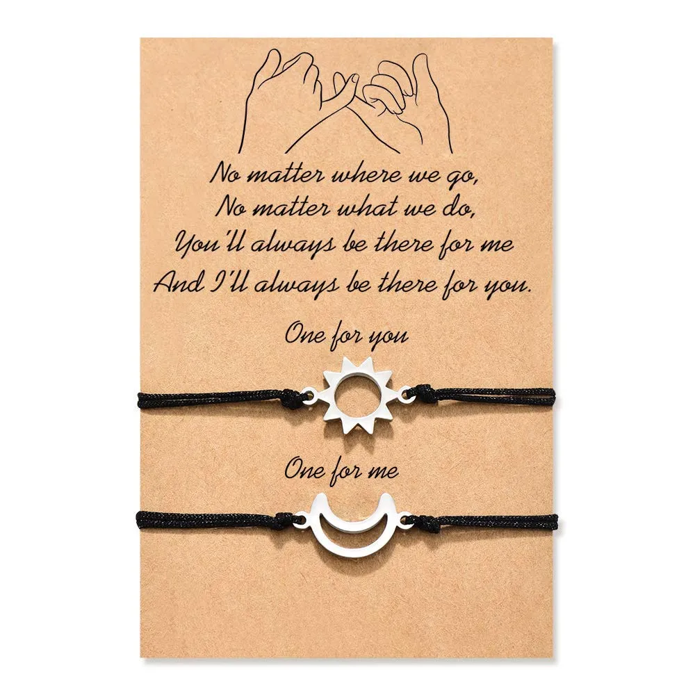 VGWON Braccialetti di Amicizia e Coppia a Lunga Distanza, Sole e Luna - immagine 1