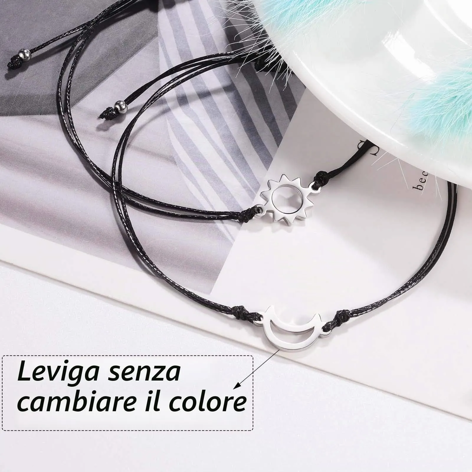 VGWON Braccialetti di Amicizia e Coppia a Lunga Distanza, Sole e Luna - immagine 3