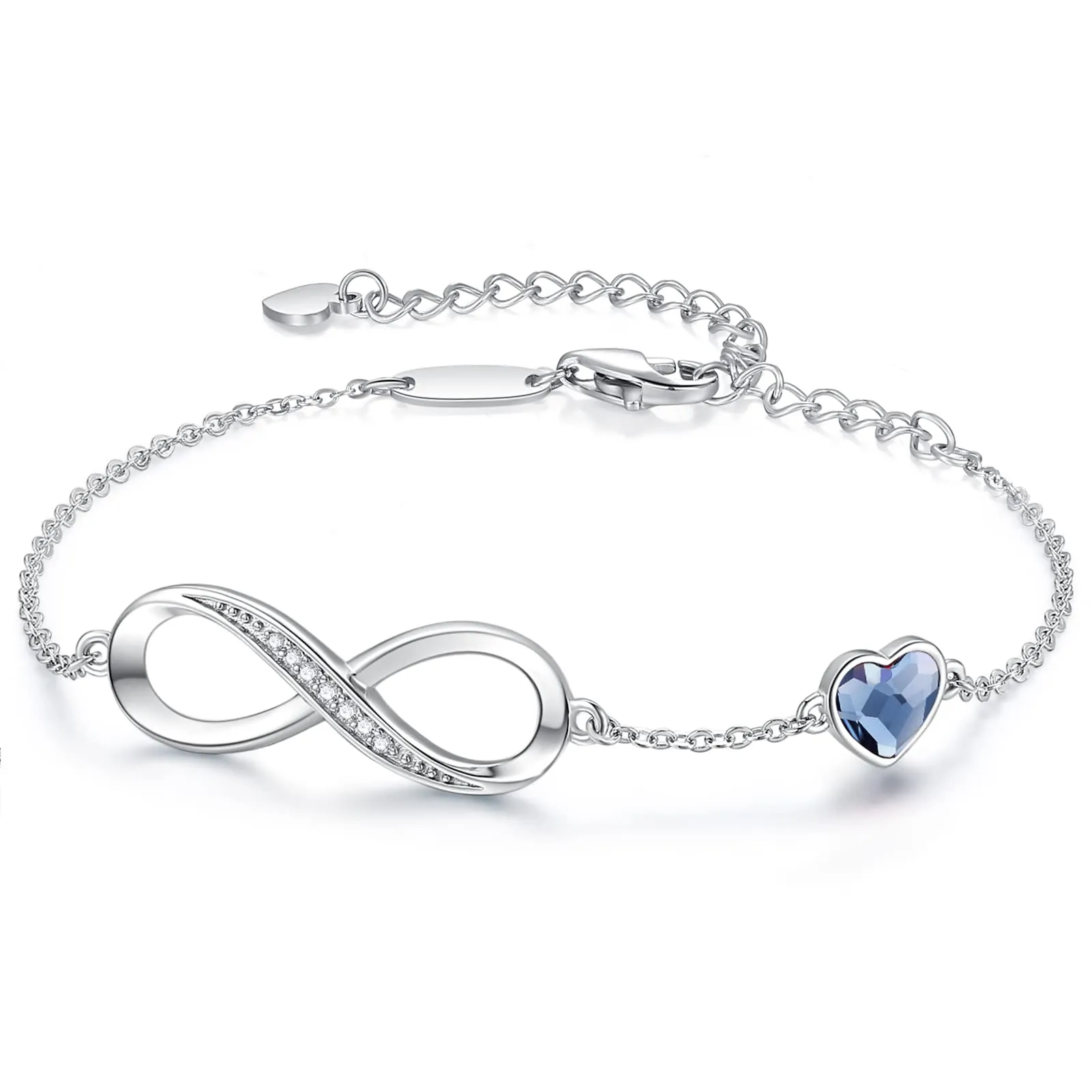 LOUISA SECRET Bracciale Donna Argento 925 Simbolo Infinito e Cuore - immagine 1