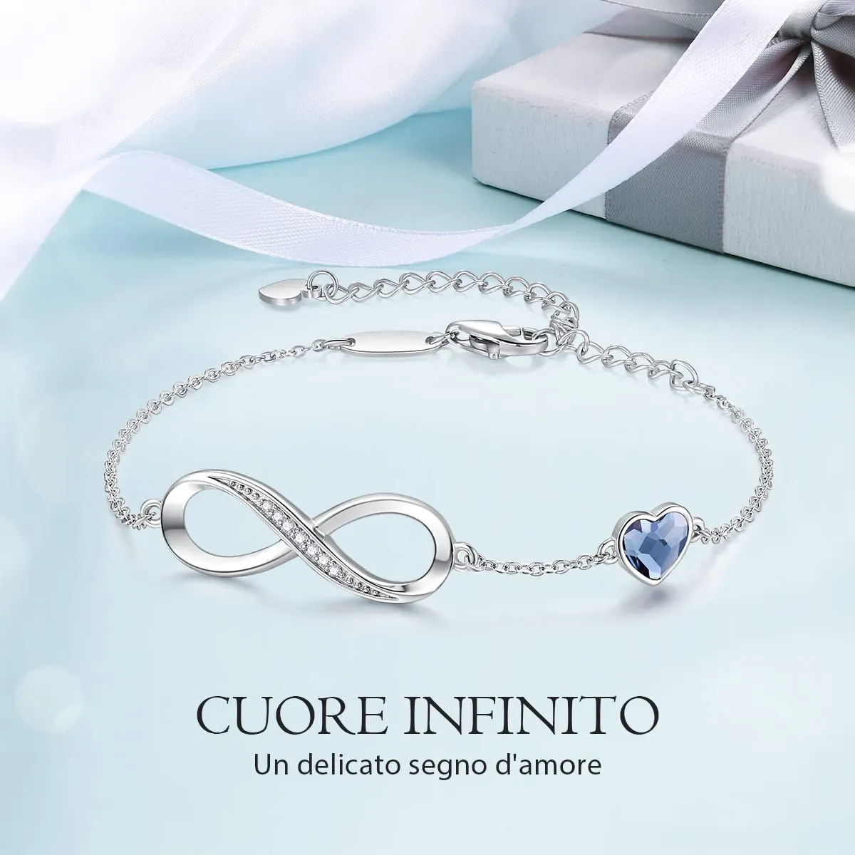 LOUISA SECRET Bracciale Donna Argento 925 Simbolo Infinito e Cuore - immagine 4