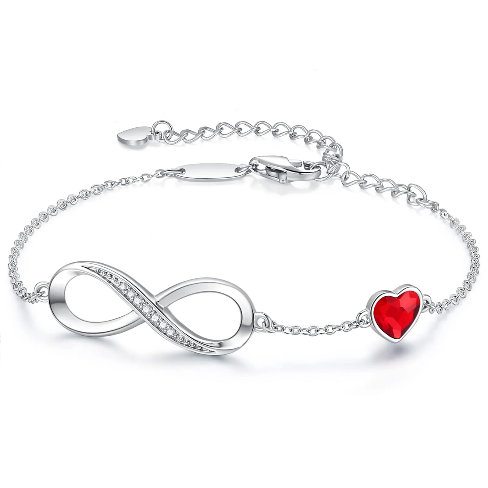 LOUISA SECRET Bracciale Donna Argento 925 Infinito e Cuore con Zirconi YB0692C - immagine 1