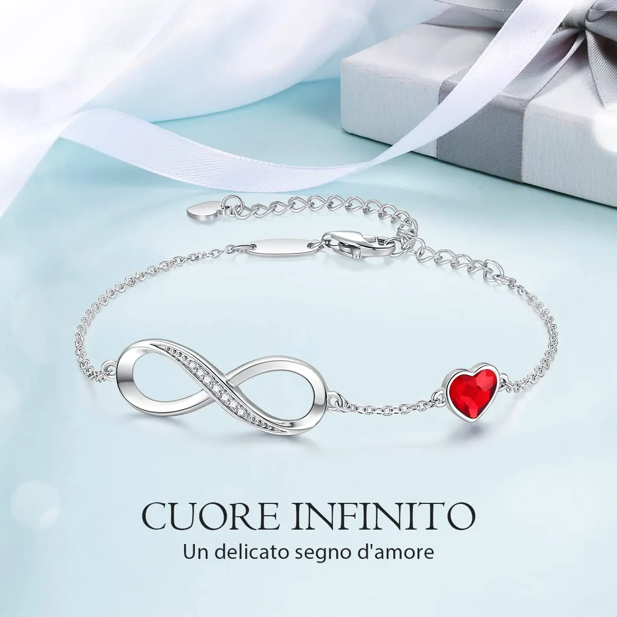 LOUISA SECRET Bracciale Donna Argento 925 Infinito e Cuore con Zirconi YB0692C - immagine 5
