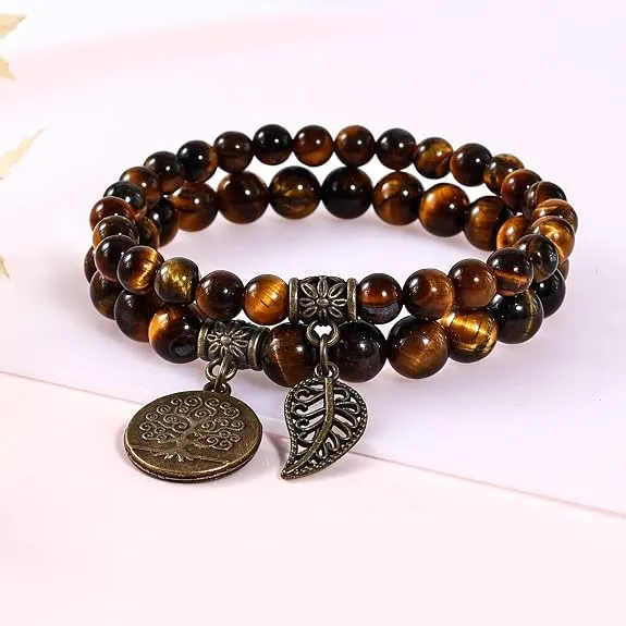 Farfume Braccialetti Chakra da donna con pietre naturali Occhio di Tigre e perle - immagine 5