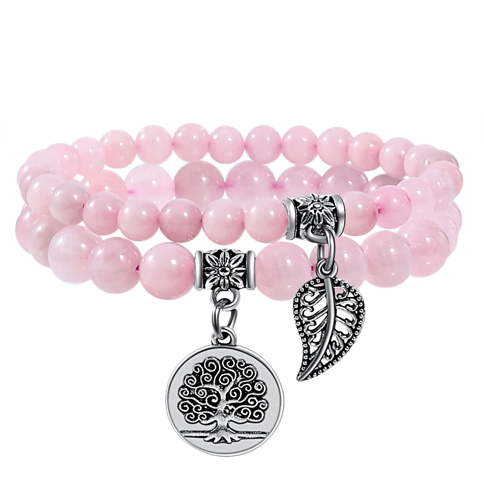 Farfume Braccialetti Chakra da donna con pietre naturali Quarzo Rosa e perle - immagine 1