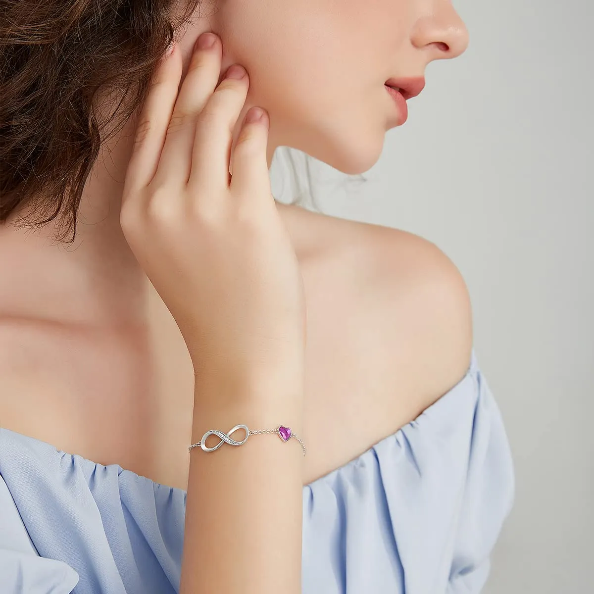 LOUISA SECRET Bracciale Donna Argento 925 Infinito e Cuore con Zirconi YB0692C - immagine 3