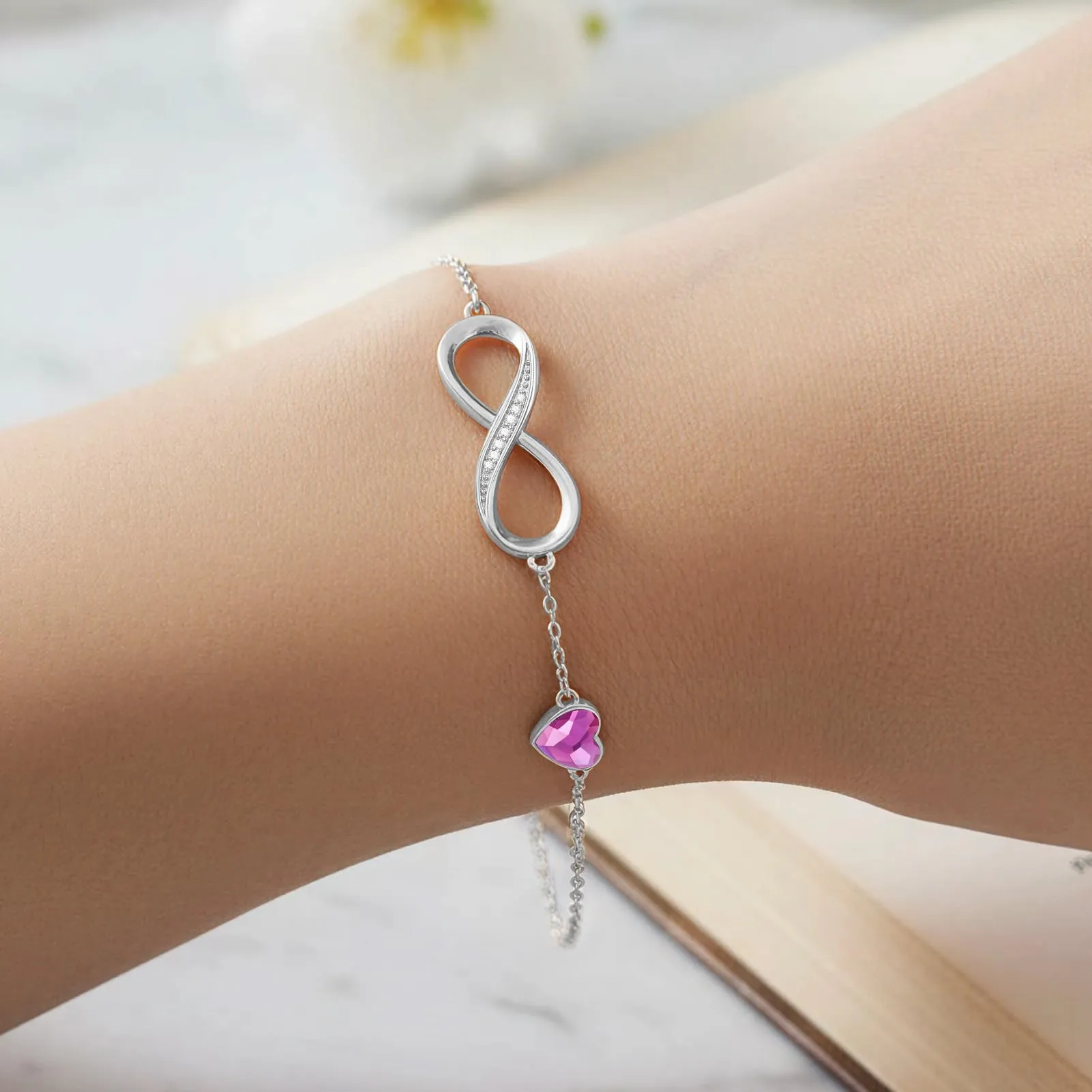 LOUISA SECRET Bracciale Donna Argento 925 Infinito e Cuore con Zirconi YB0692C - immagine 8