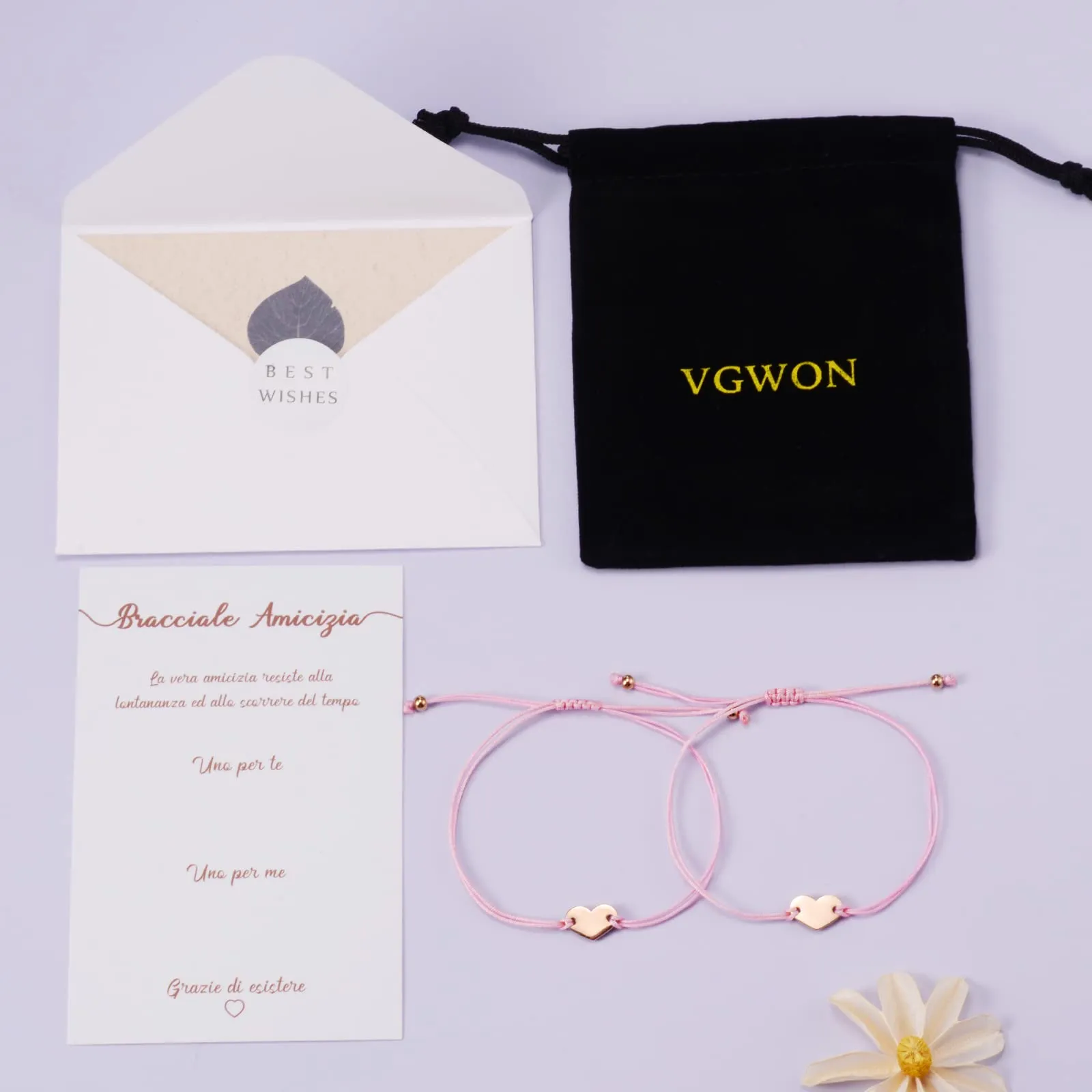 VGWON Set di Braccialetti Amicizia BFF Regolabili in Acciaio Inossidabile 316L - immagine 5