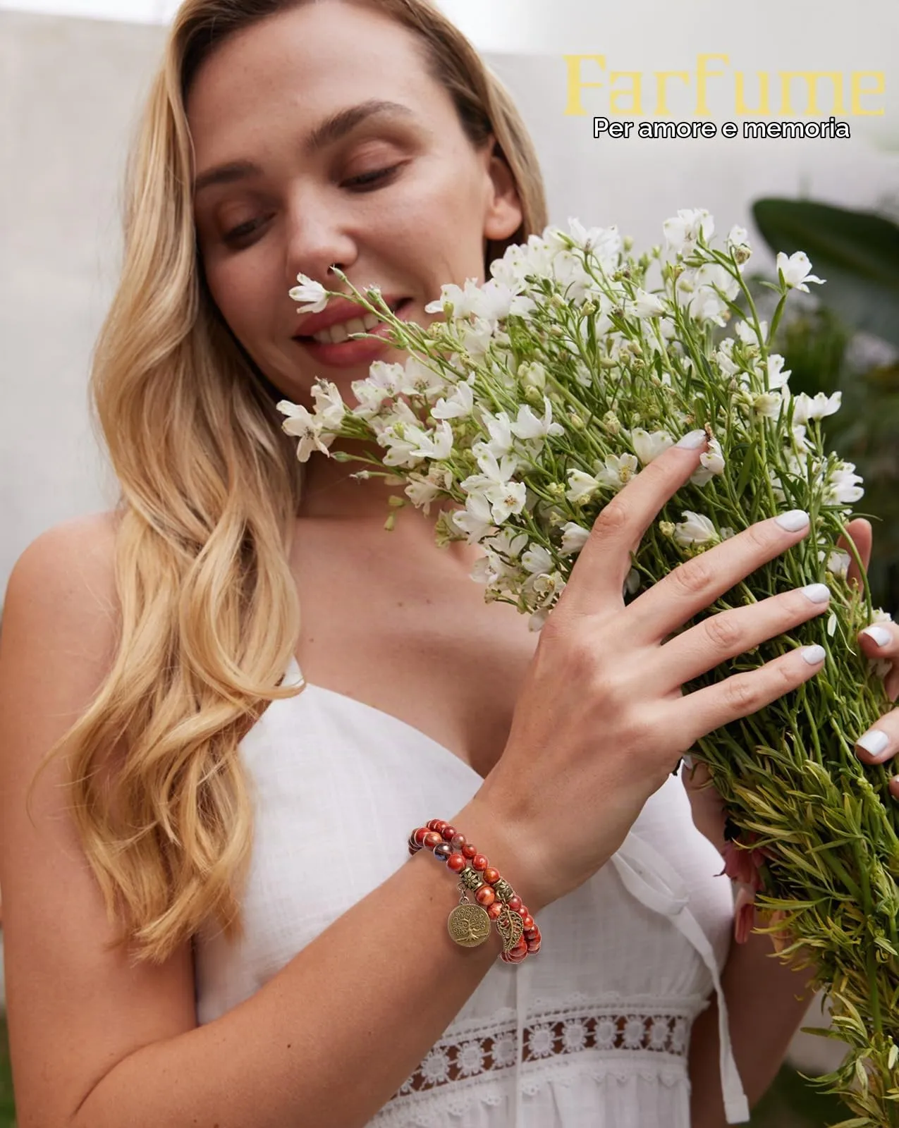 Farfume Braccialetti Chakra da donna con pietre preziose naturali e perle, Agata rossa - immagine 2