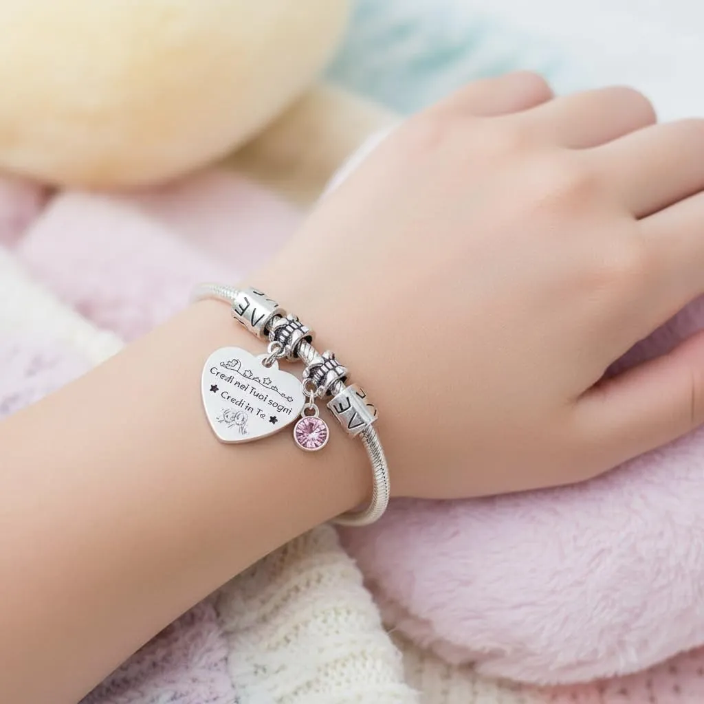 QTQTLP Bracciale Amicizia in Acciaio Inossidabile con Cristallo Rosa per Donna - immagine 6