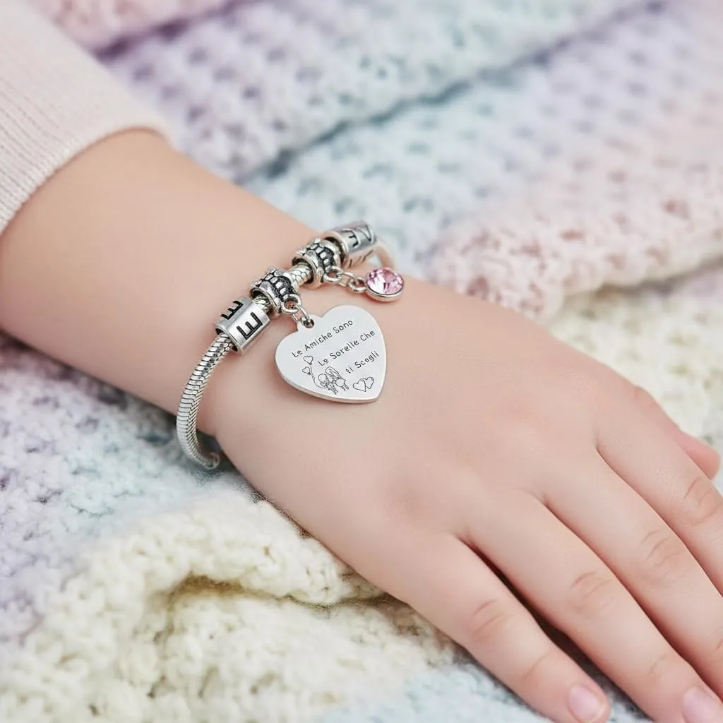 QTQTLP Bracciale Amicizia Donna in Acciaio Inossidabile con Cristallo Rosa (8) - immagine 6