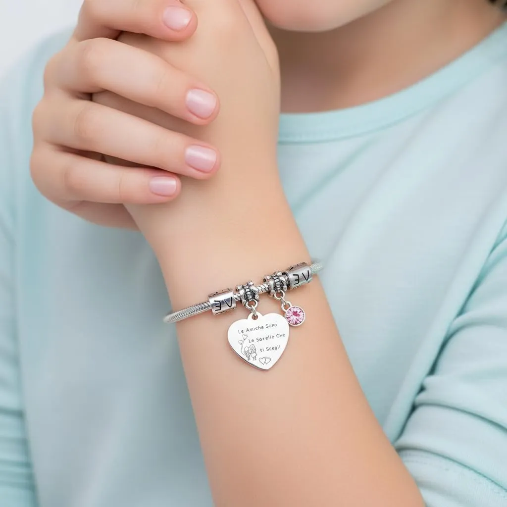 QTQTLP Bracciale Amicizia Donna in Acciaio Inossidabile con Cristallo Rosa (8) - immagine 7