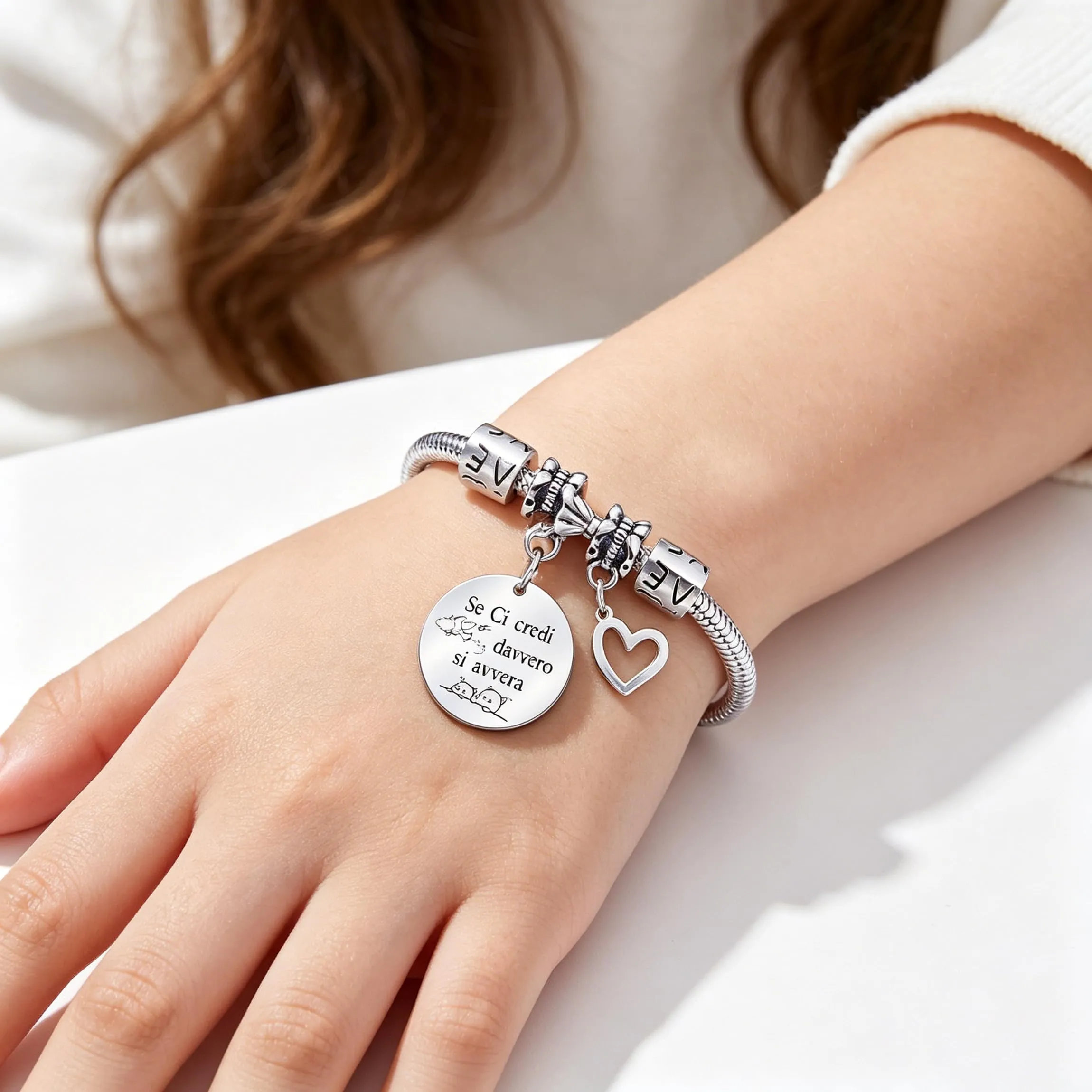 QTQTLP Bracciale Amicizia Donna in Acciaio Inossidabile con Cristallo Rosa (18) - immagine 4