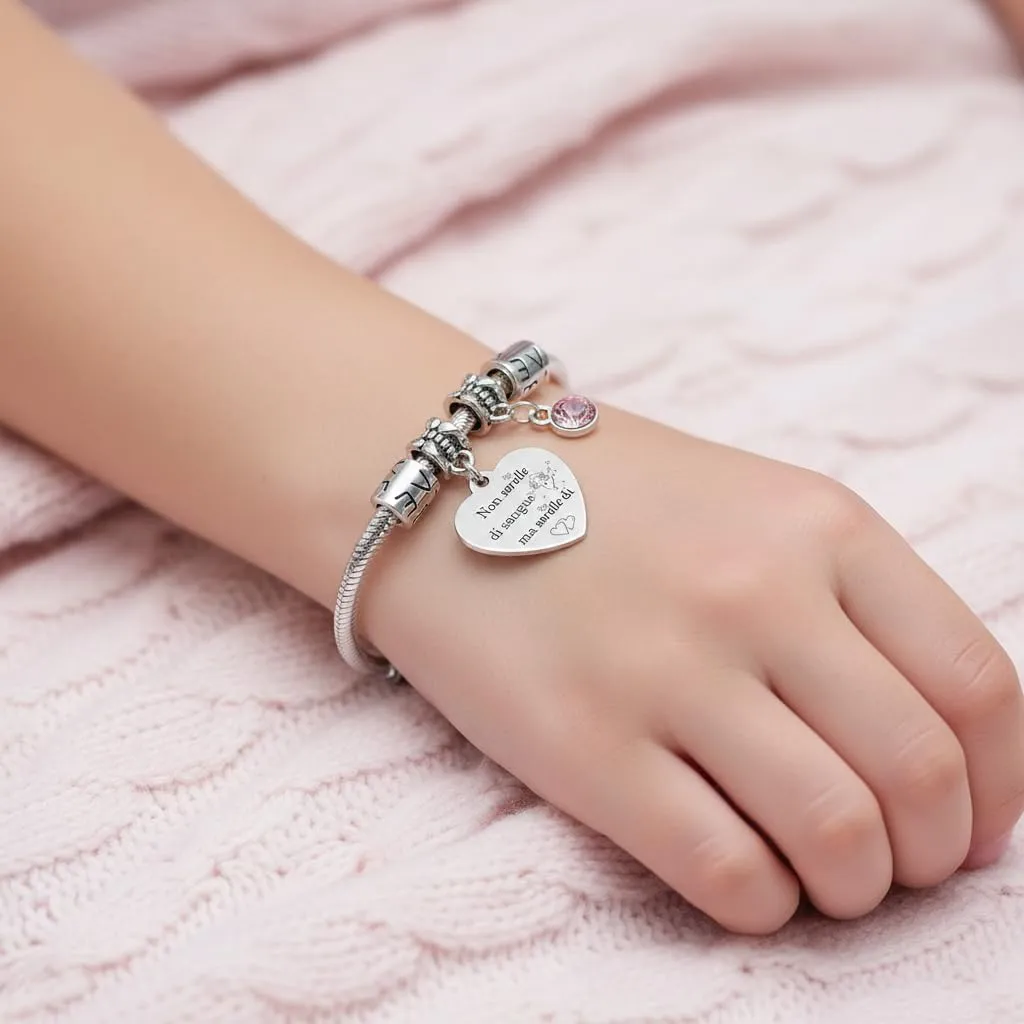 QTQTLP Bracciale Amicizia in Acciaio Inossidabile con Cristallo Rosa per Donna e Ragazza - immagine 7