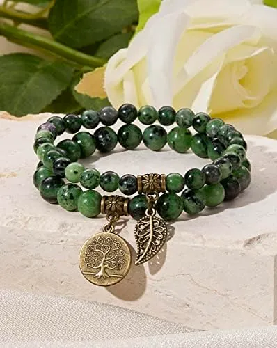 Farfume Braccialetti Chakra da donna con pietre naturali in Epidoto e perle, 21cm - immagine 5