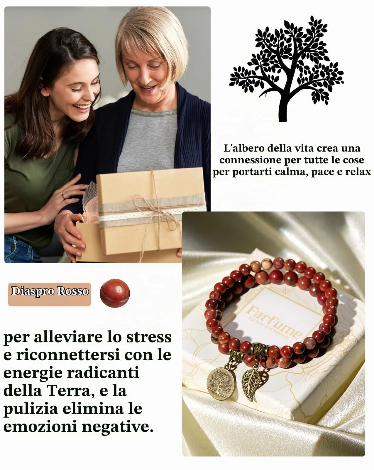Farfume Braccialetti Chakra da donna con pietre preziose naturali e perle (Agata rossa) - immagine 4