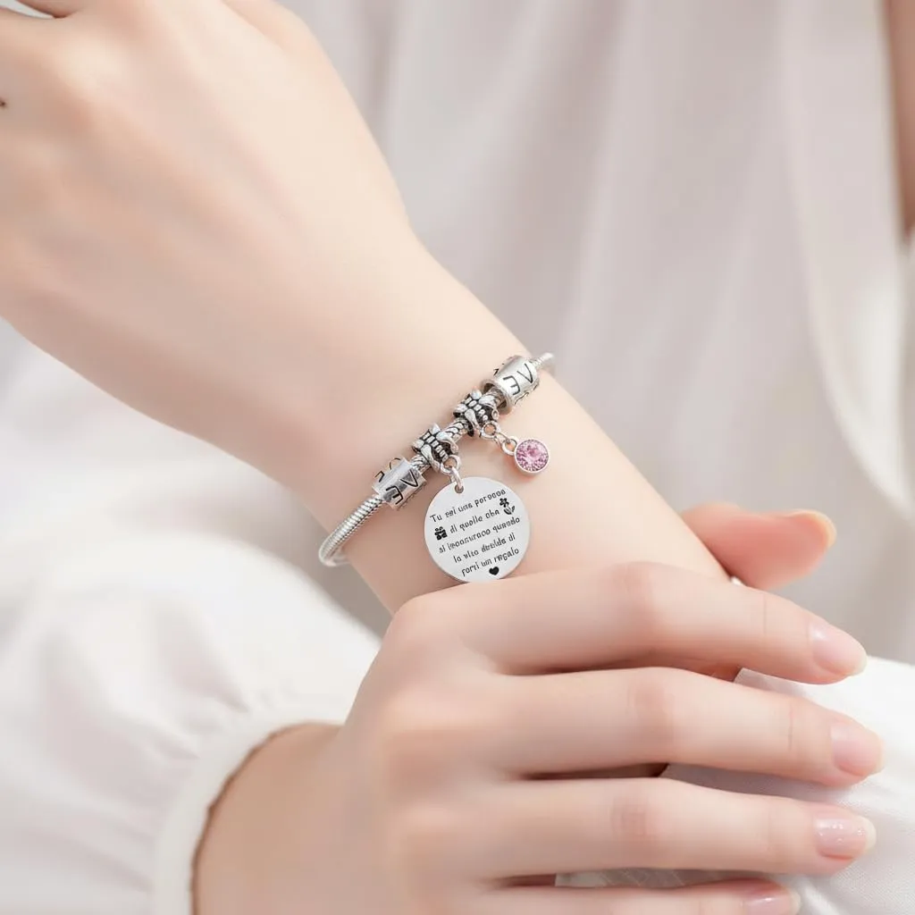 QTQTLP Bracciale Amicizia in Acciaio Inossidabile con Cristallo Rosa per Donna e Ragazza (17) - immagine 7