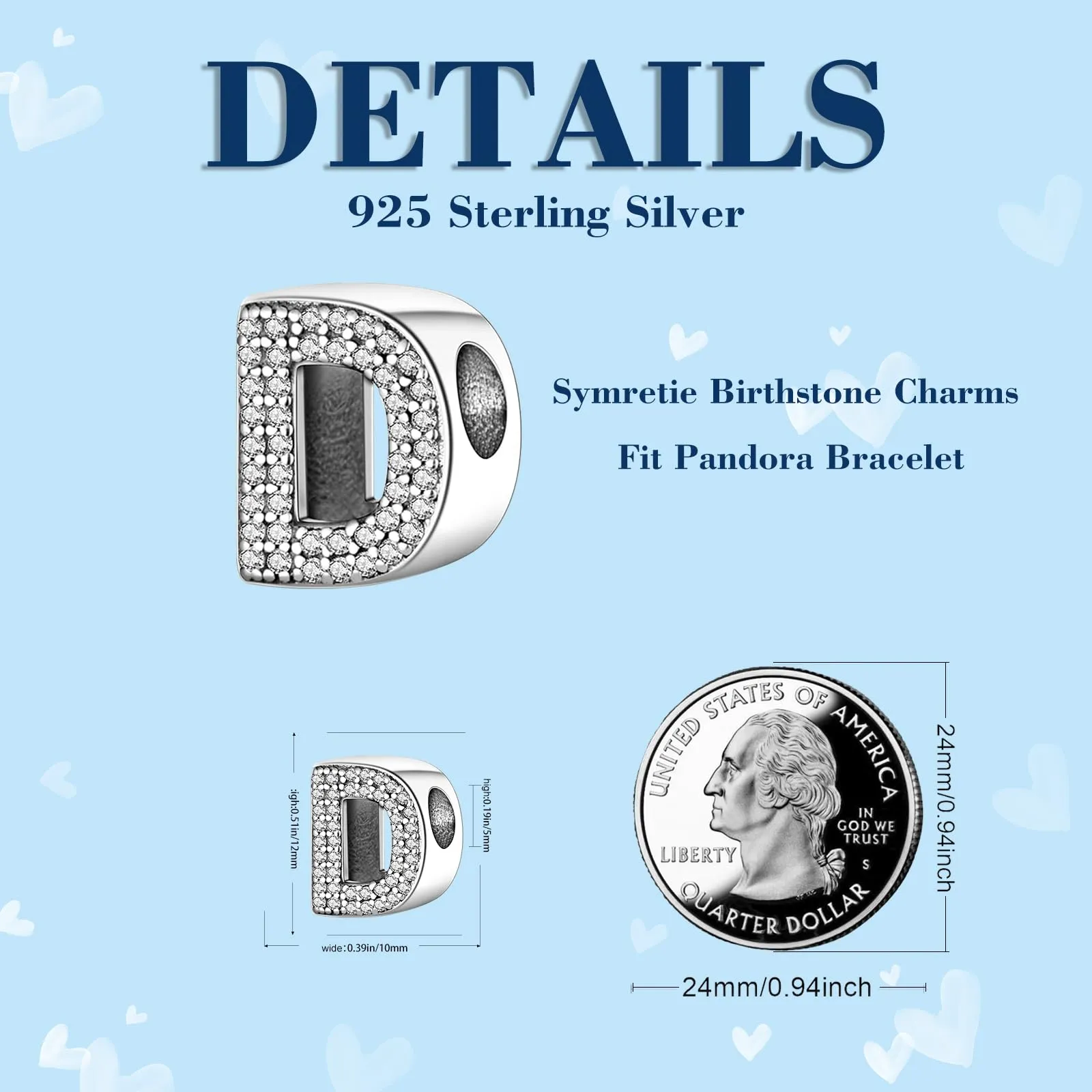 Symretie Bead Charm Ciondolo Argento Sterling 925 con Cubic Zirconia per Braccialetti e Collane Europei - immagine 2