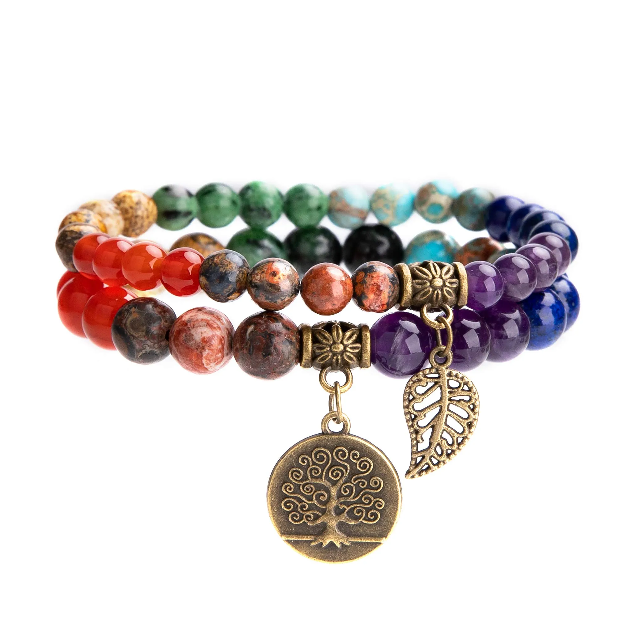 Farfume Braccialetti Chakra da Donna con Pietre Naturali e Doppia Perla - immagine 1