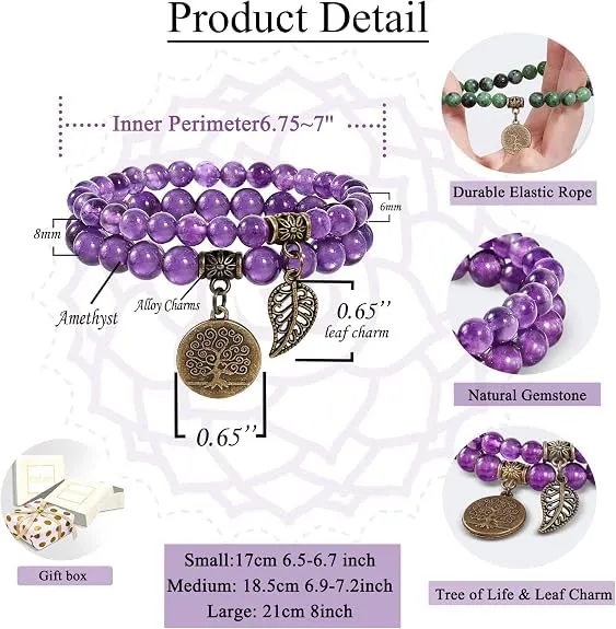 Farfume Braccialetti Chakra da donna con pietre naturali e perla, Ametista - immagine 5