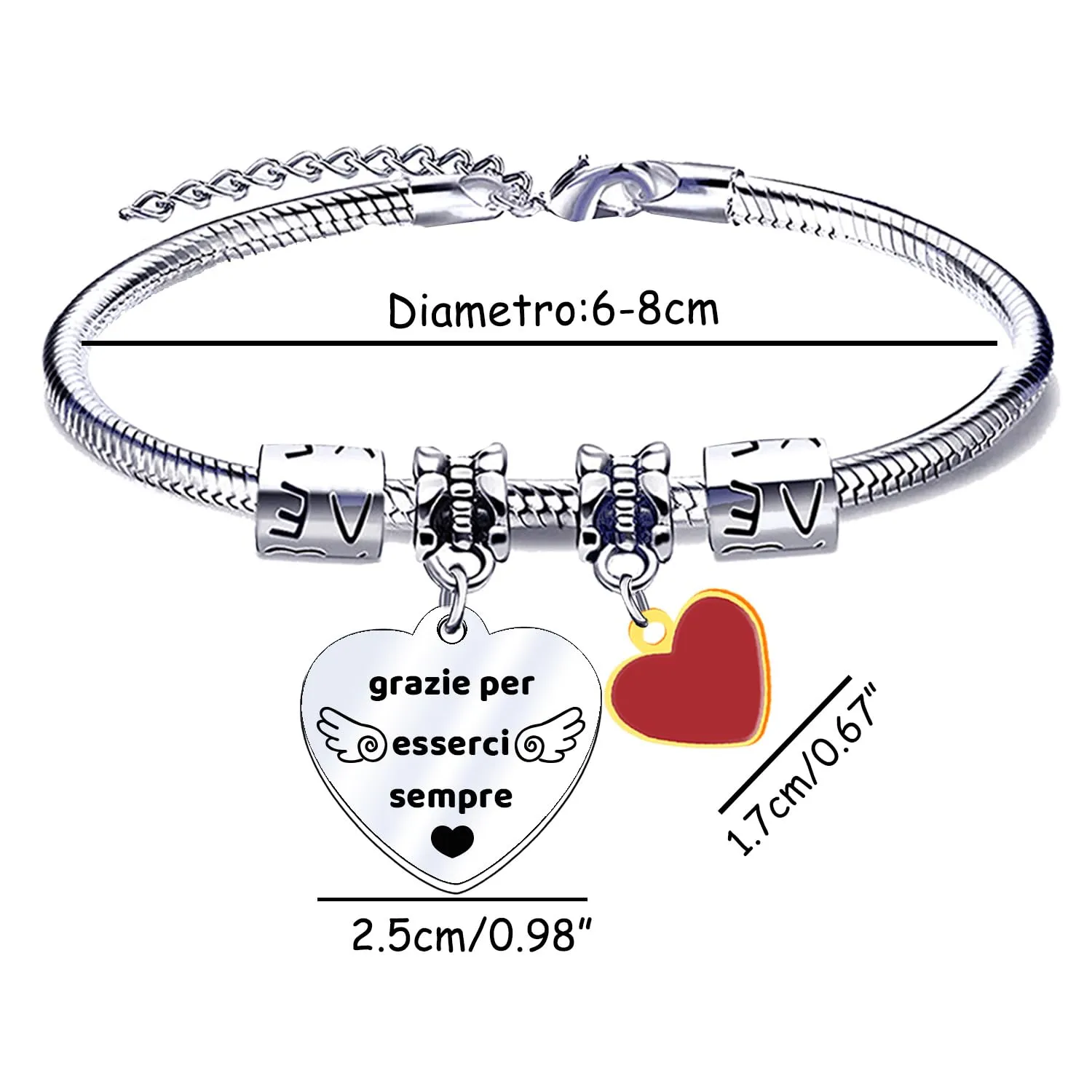 QTQTLP Bracciale Amicizia in Acciaio Inossidabile con Cristallo Rosa per Donna e Ragazza (19) - immagine 2