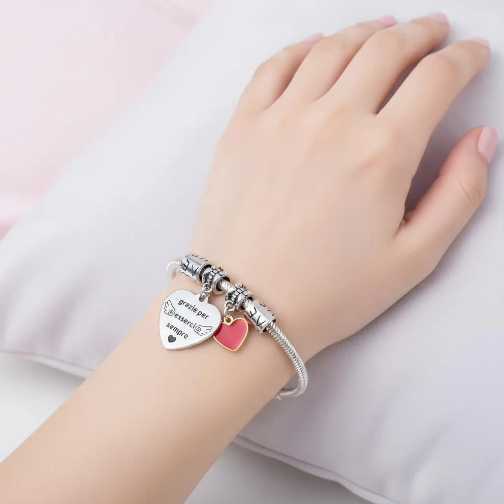 QTQTLP Bracciale Amicizia in Acciaio Inossidabile con Cristallo Rosa per Donna e Ragazza (19) - immagine 4