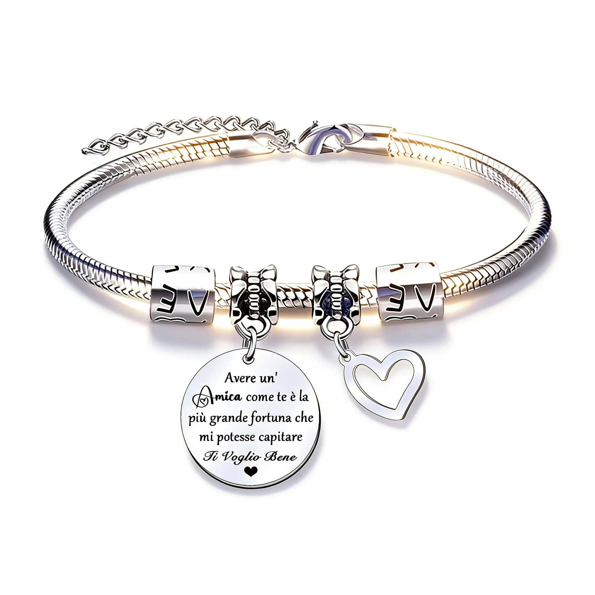 QTQTLP Bracciale Amicizia Donna in Acciaio Inossidabile con Cristallo Rosa (24) - immagine 1