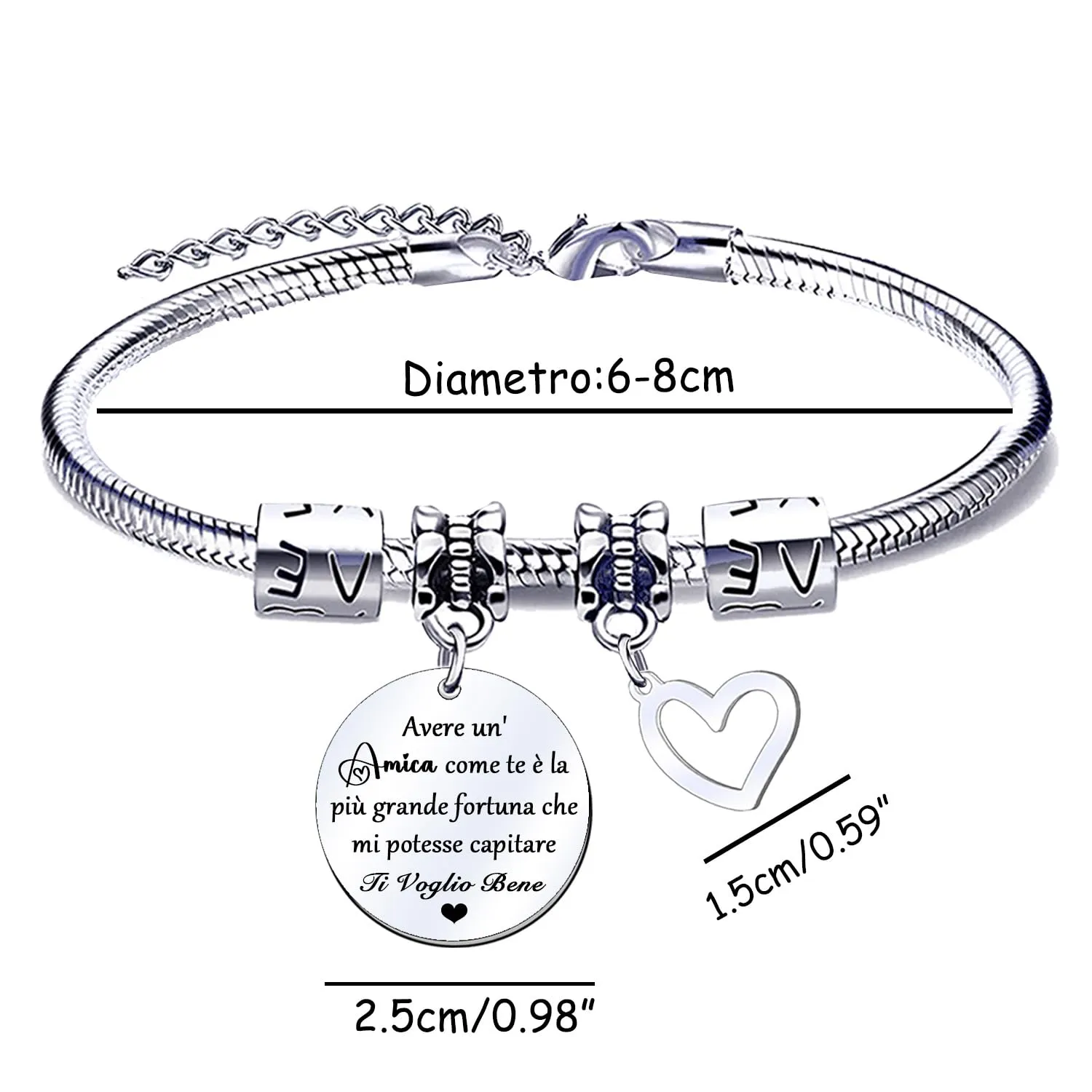 QTQTLP Bracciale Amicizia Donna in Acciaio Inossidabile con Cristallo Rosa (24) - immagine 2