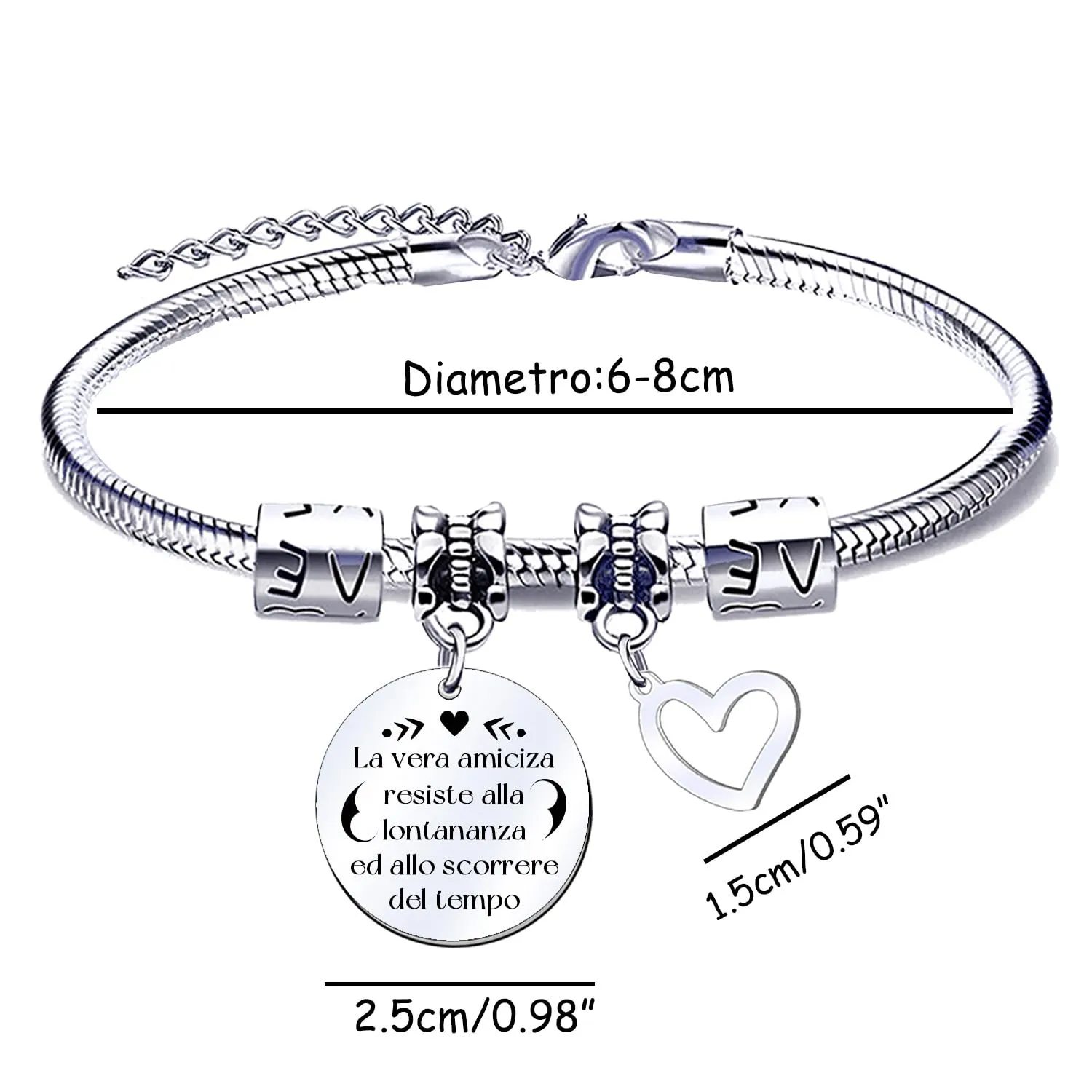 QTQTLP Bracciale Amicizia Donna in Acciaio Inossidabile con Cristallo Rosa (23) - immagine 2