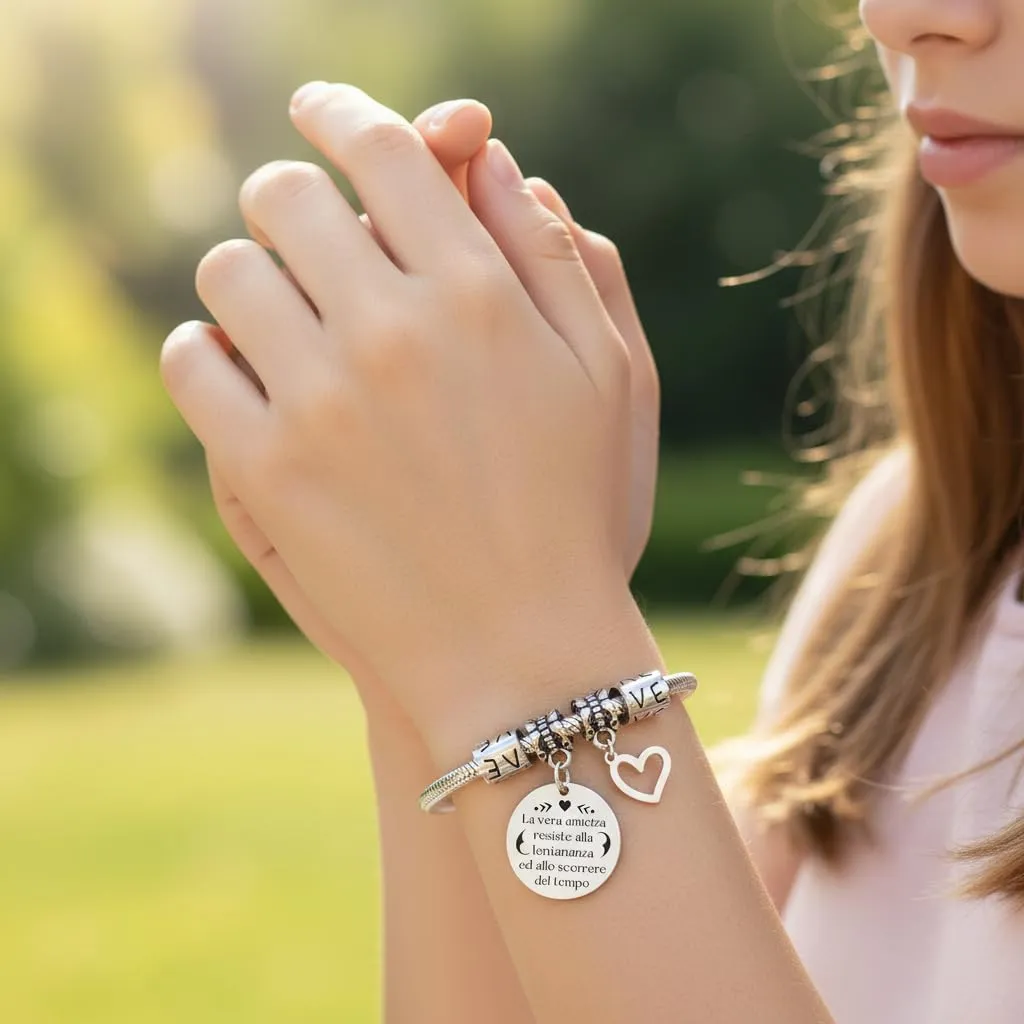 QTQTLP Bracciale Amicizia Donna in Acciaio Inossidabile con Cristallo Rosa (23) - immagine 4